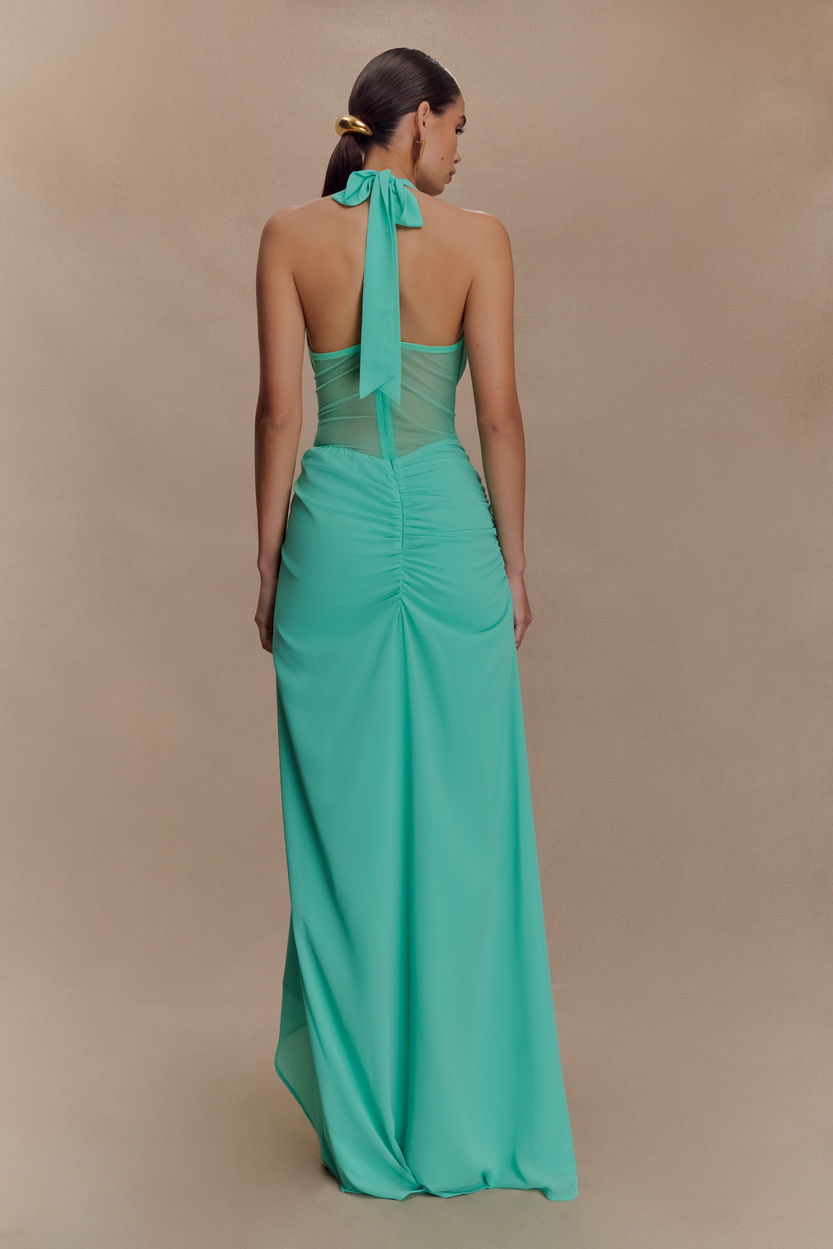 Jonna Chiffon And Mesh Maxi Dress - Lagoon - Image 2