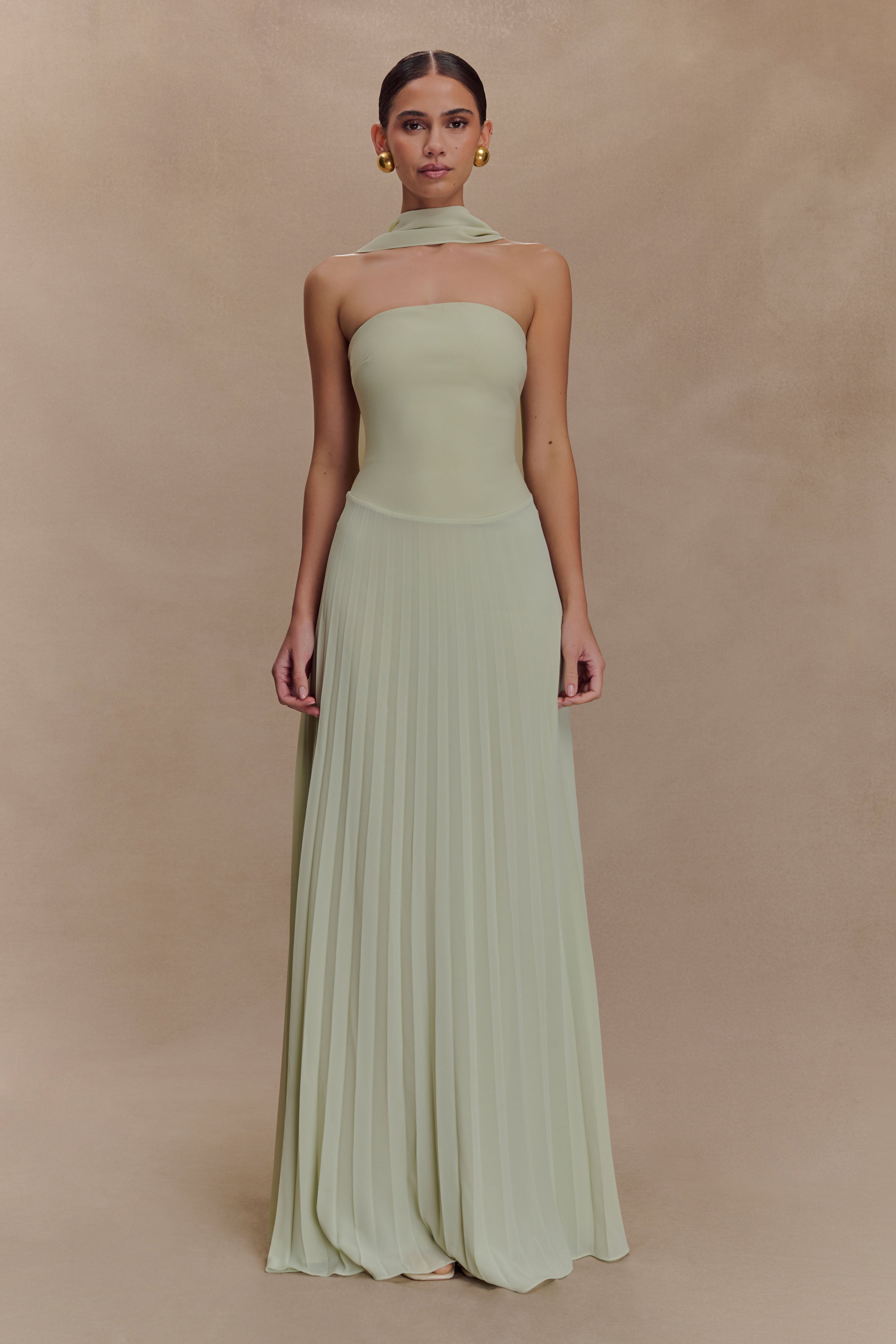 Caira Chiffon Scarf Maxi Dress - Sage - Image 4
