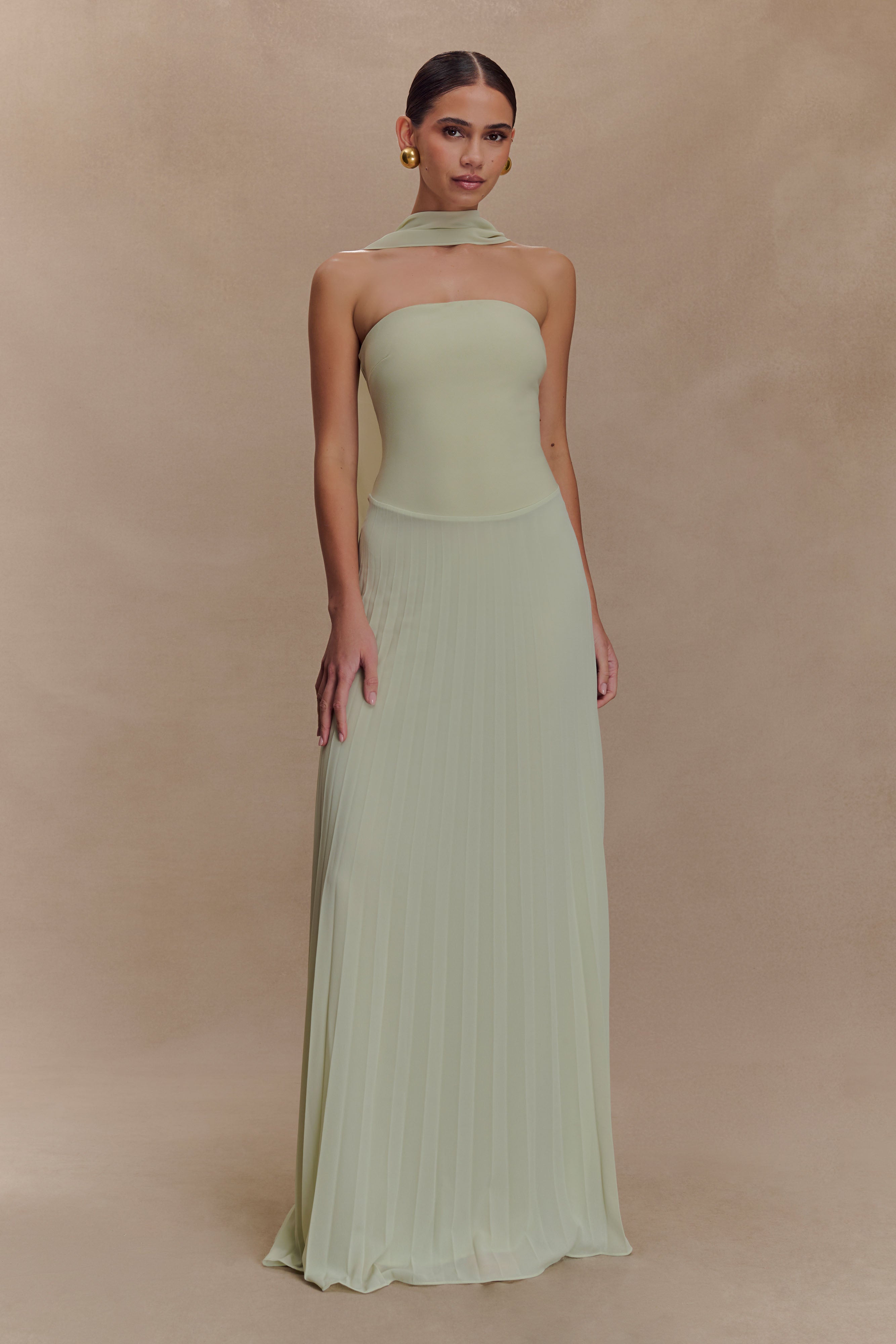 Caira Chiffon Scarf Maxi Dress - Sage - Image 6