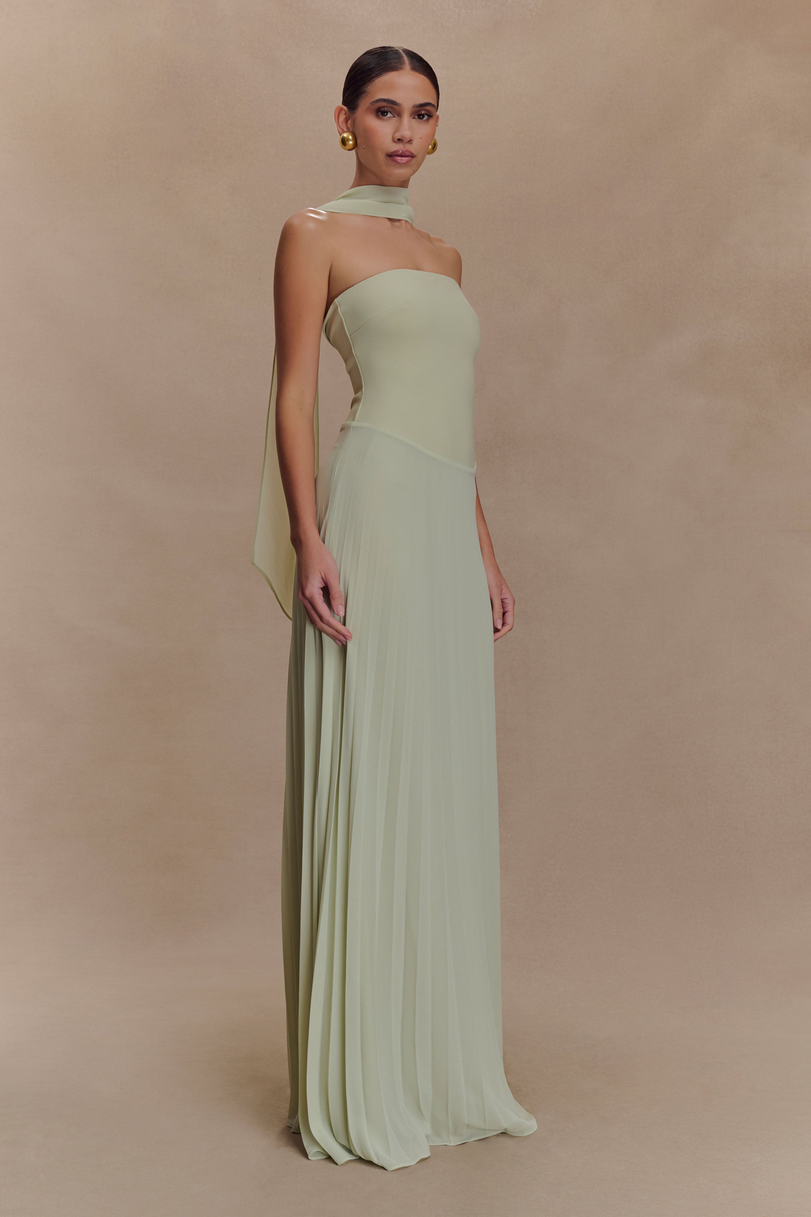 Caira Chiffon Scarf Maxi Dress - Sage - Image 5