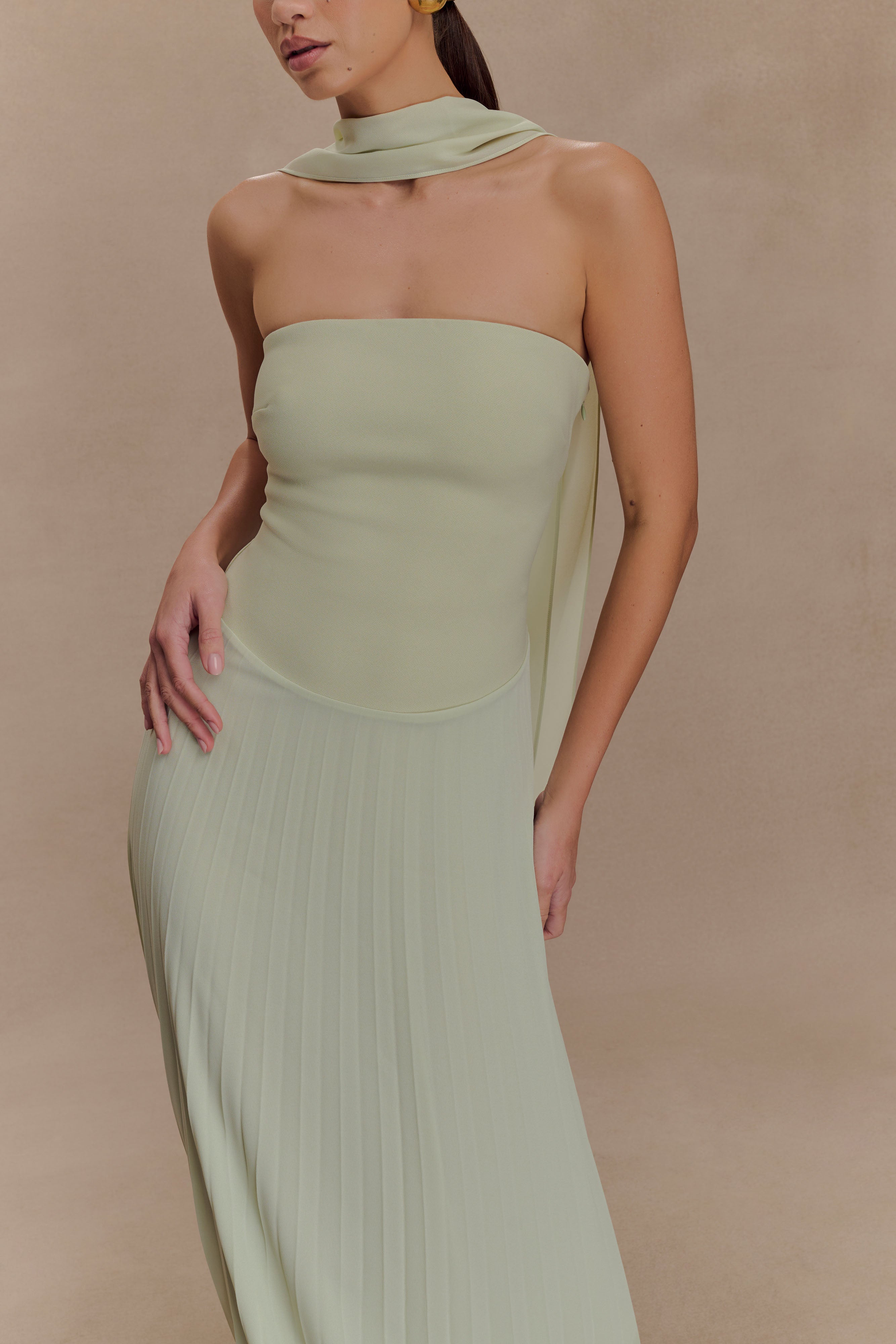Caira Chiffon Scarf Maxi Dress - Sage - Image 3