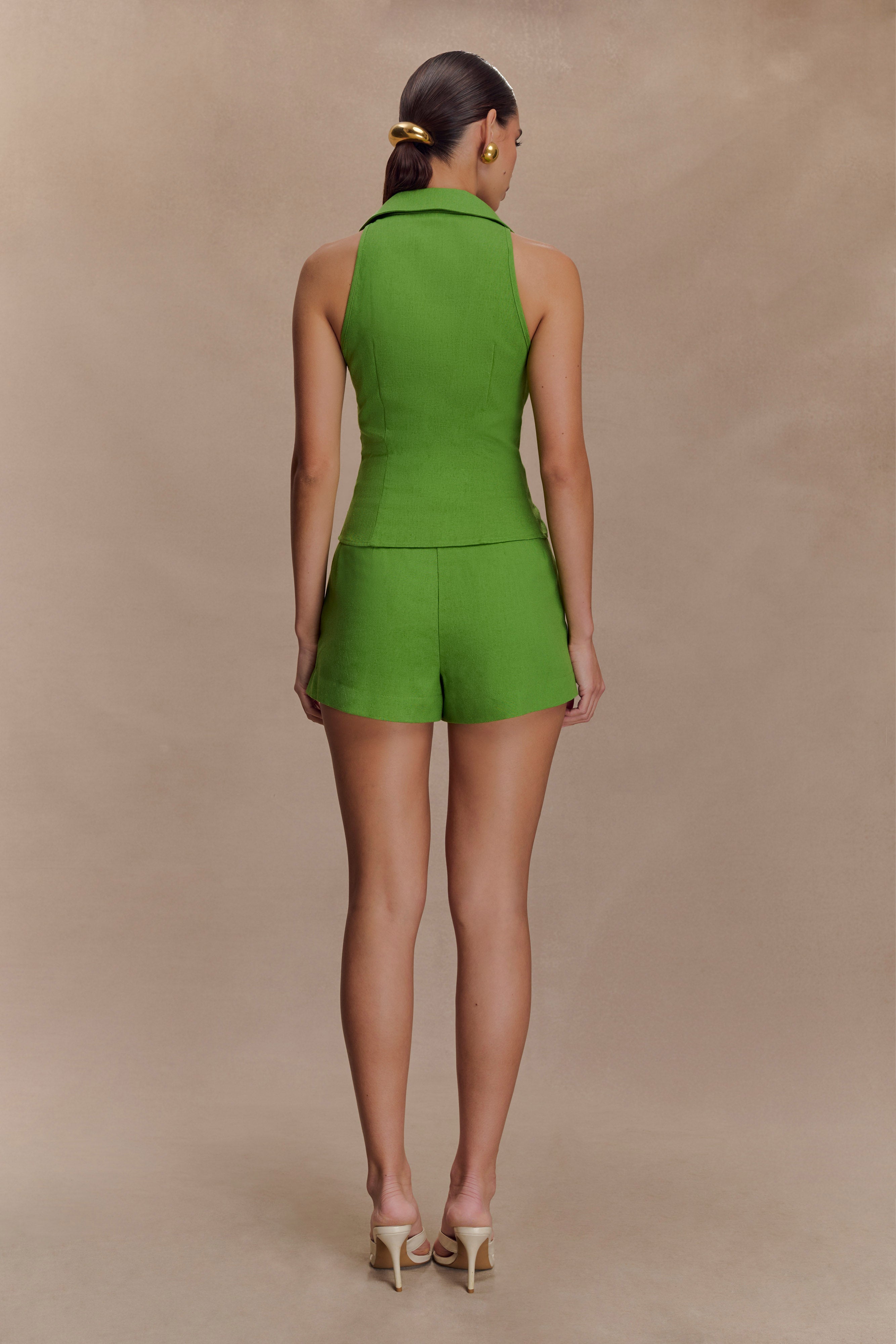 Scout Linen Belted Shorts - Green - Image 5