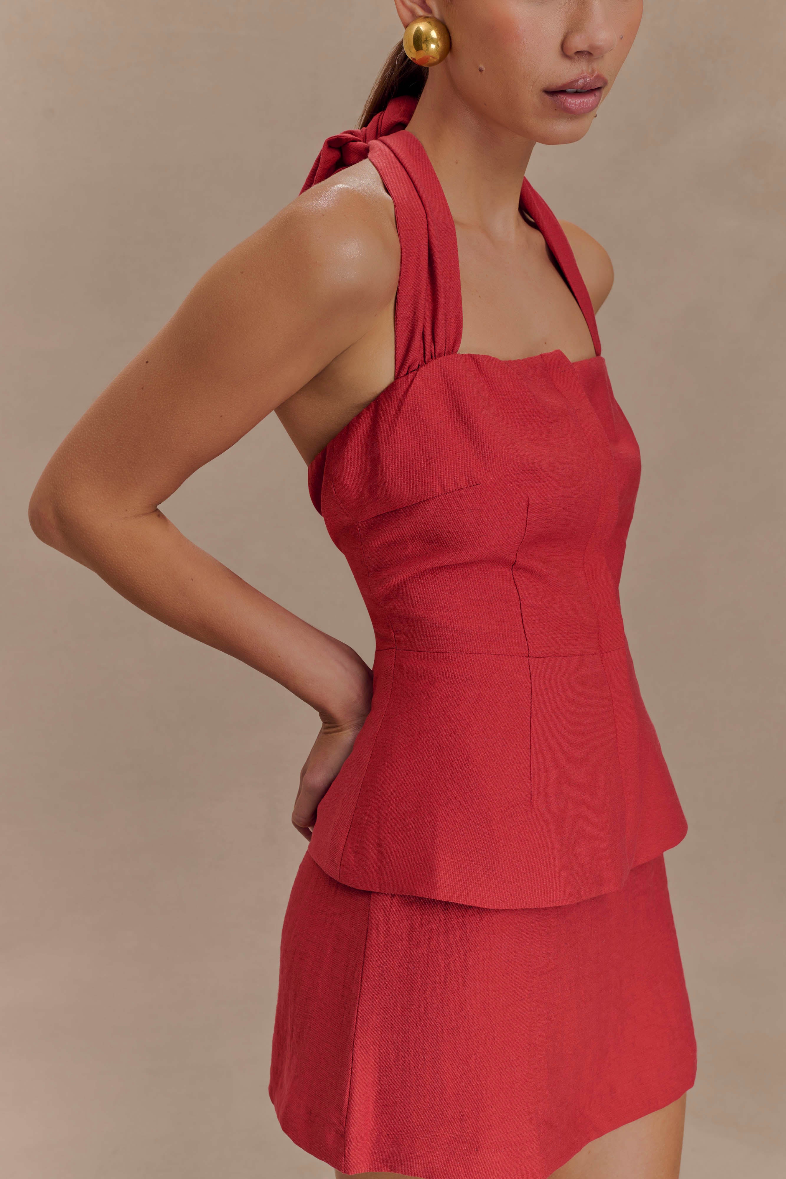Kallie Linen Skort - Burnt Rose - Image 3