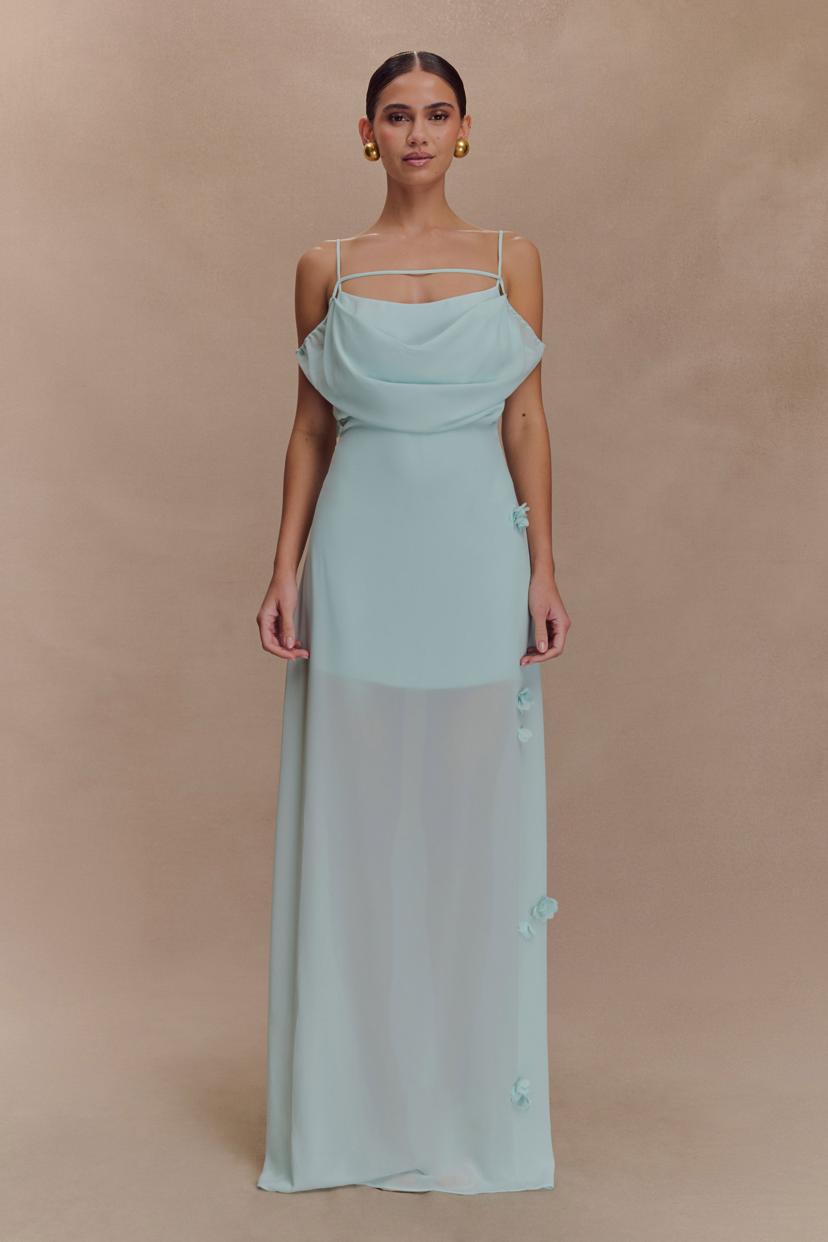 Rosalie Floral Chiffon Maxi Dress - Lagoon - Image 3