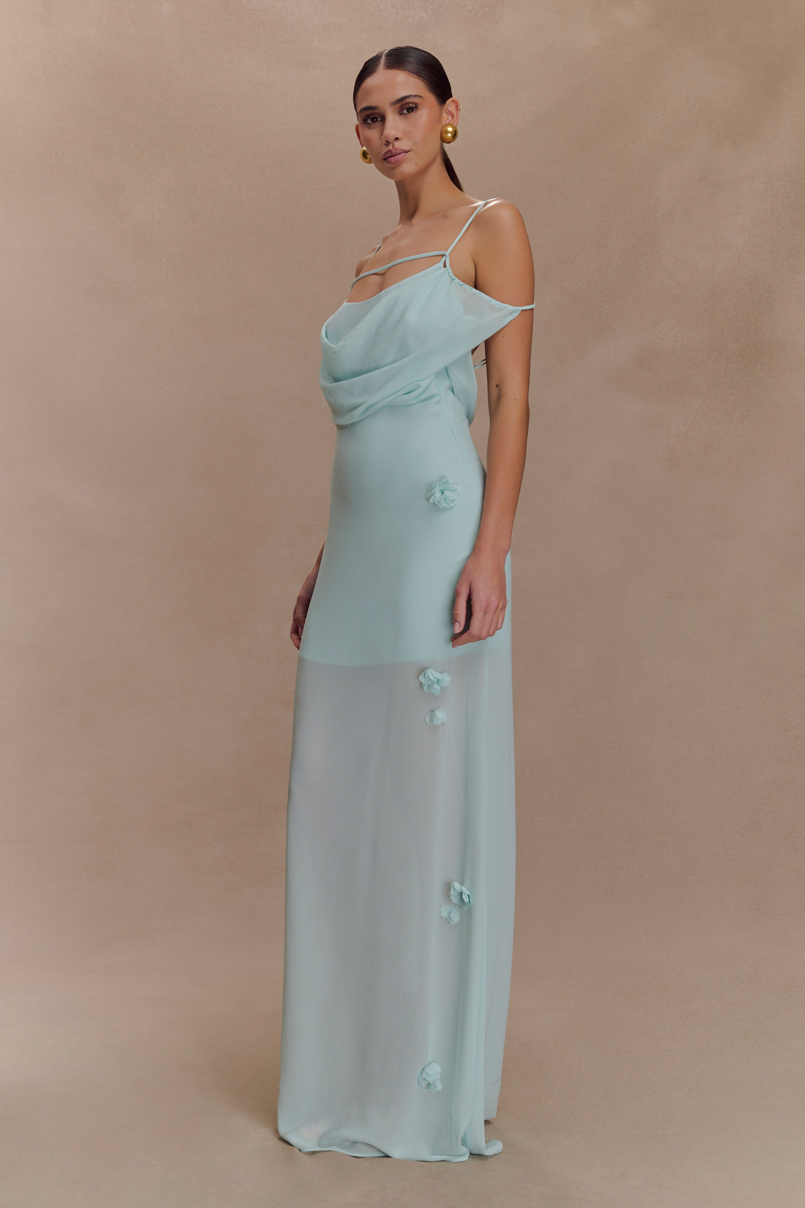 Rosalie Floral Chiffon Maxi Dress - Lagoon - Image 5