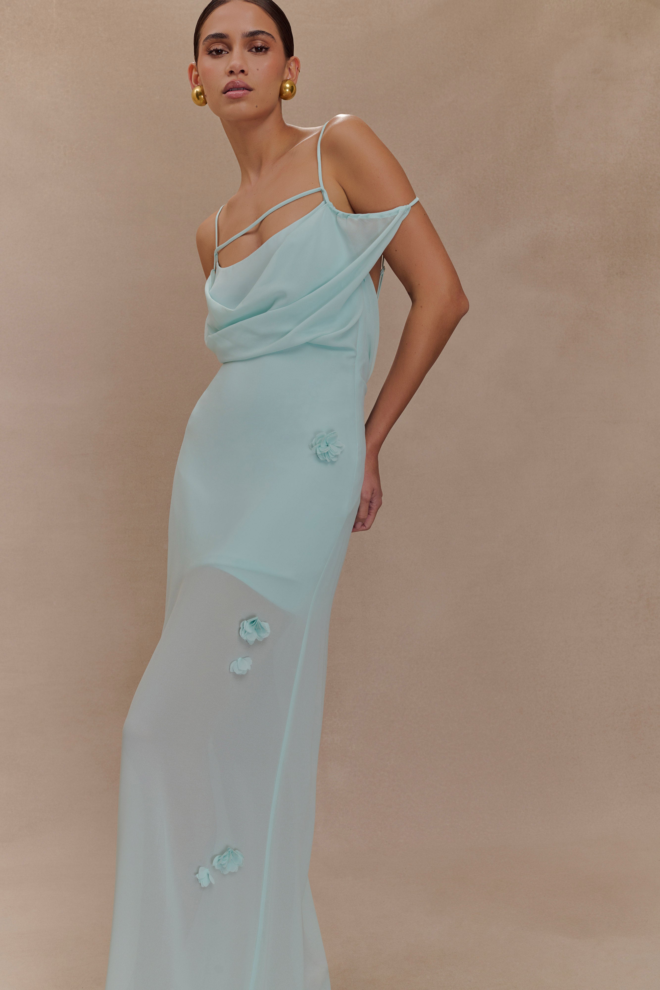 Rosalie Floral Chiffon Maxi Dress - Lagoon - Image 4