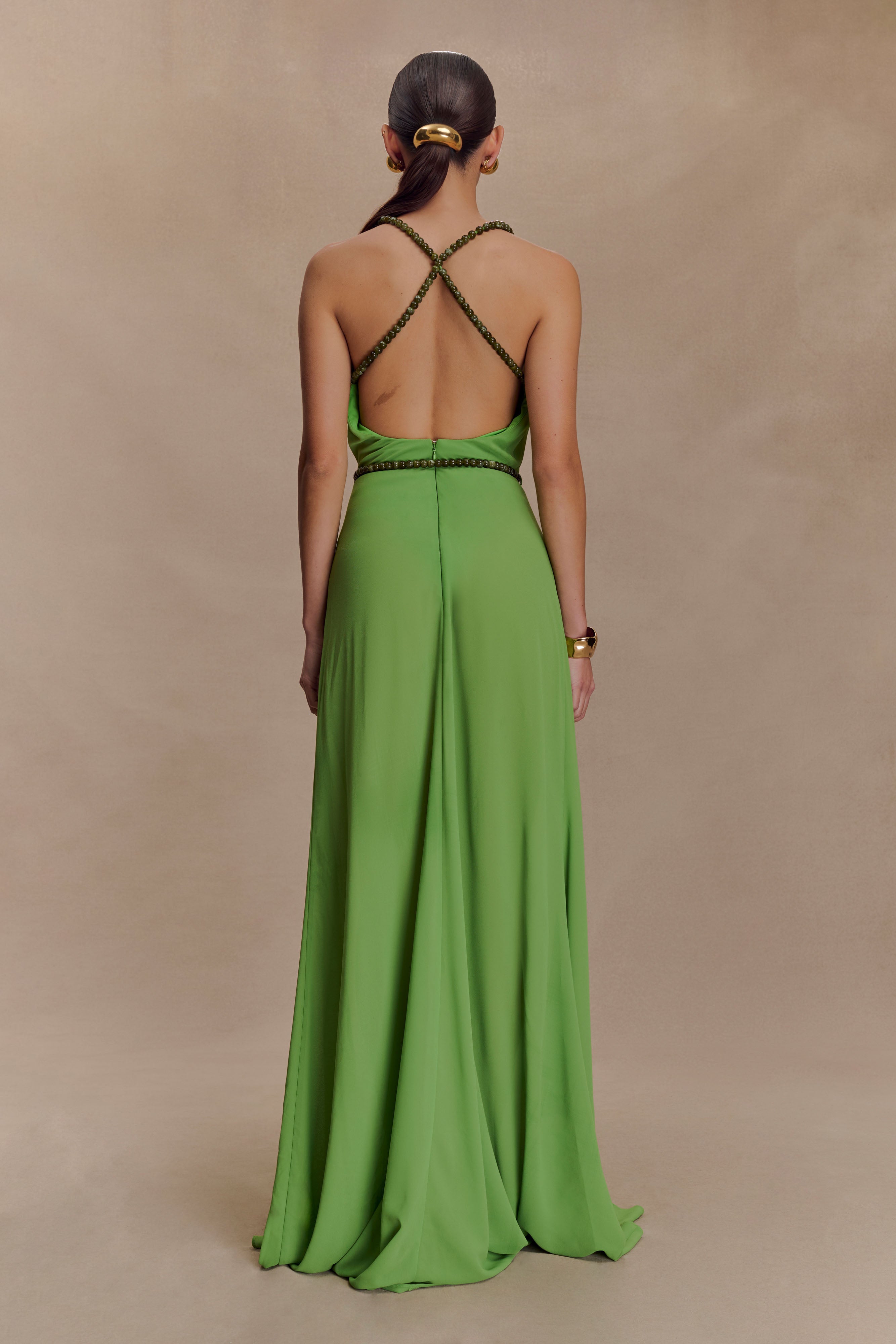Alternative view of Elaine Chiffon Beaded Maxi Dress - Green