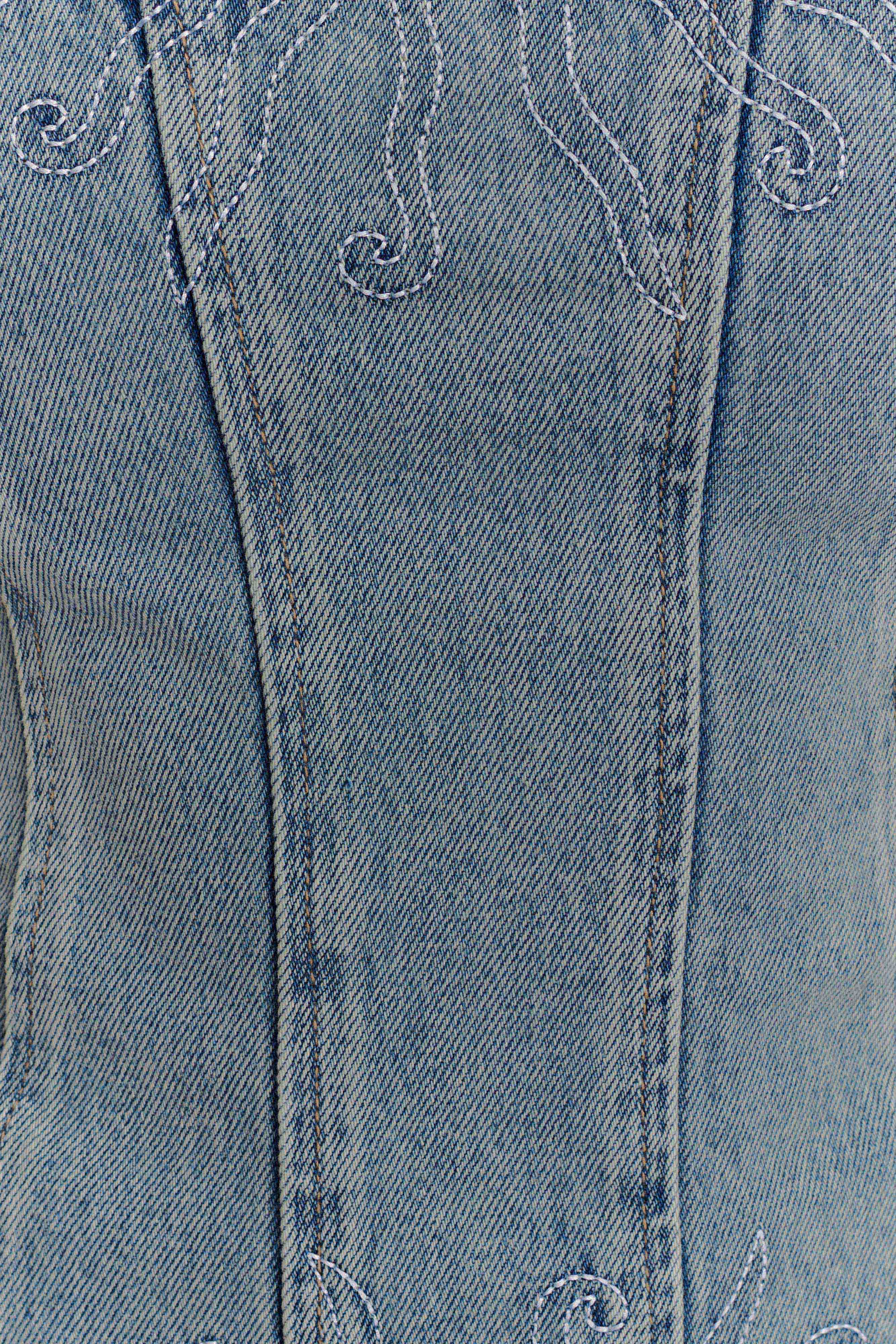 Alessia Embroidered Denim Corset - Light Vintage - Image 7