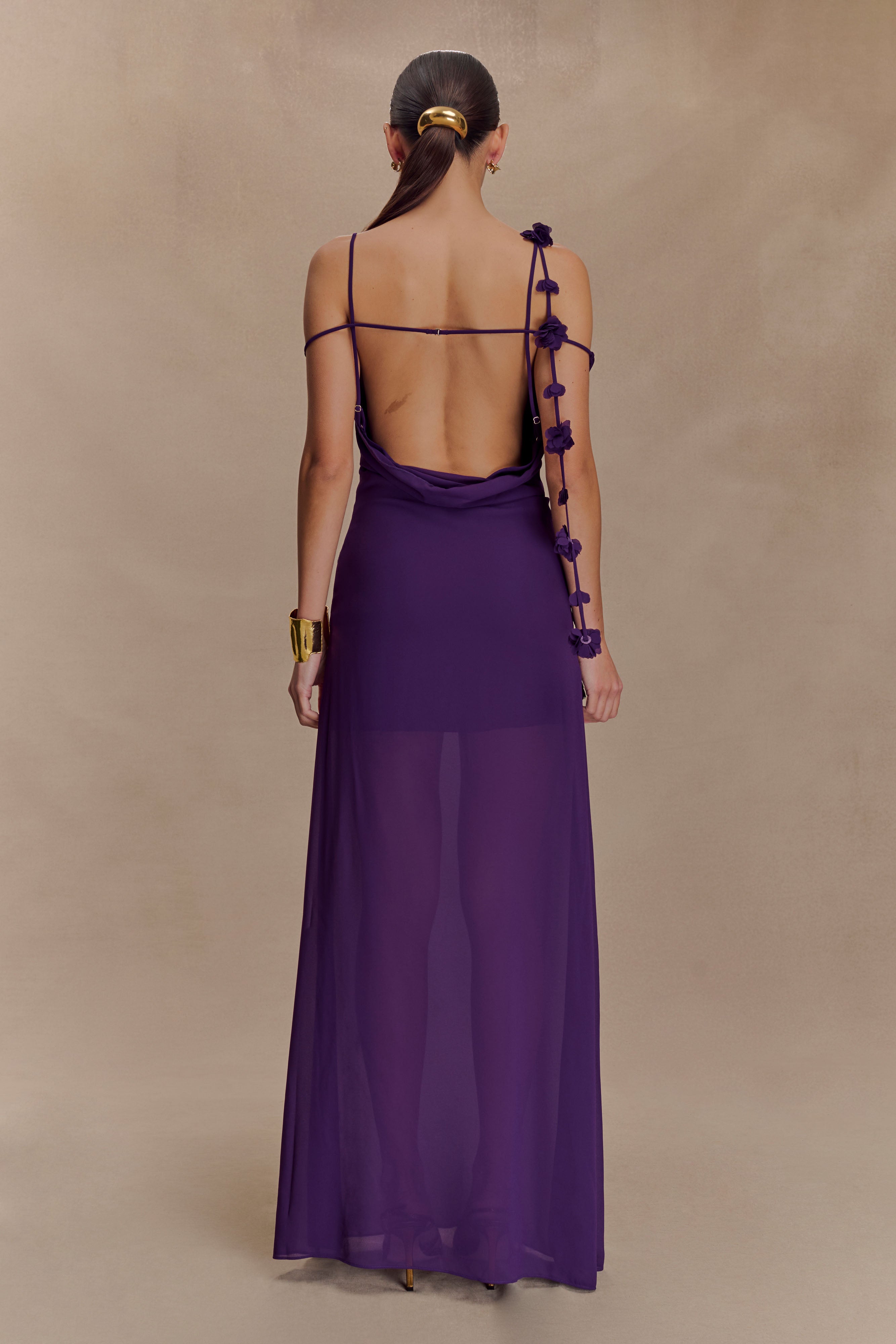 Alternative view of Rosalie Floral Chiffon Maxi Dress - Purple