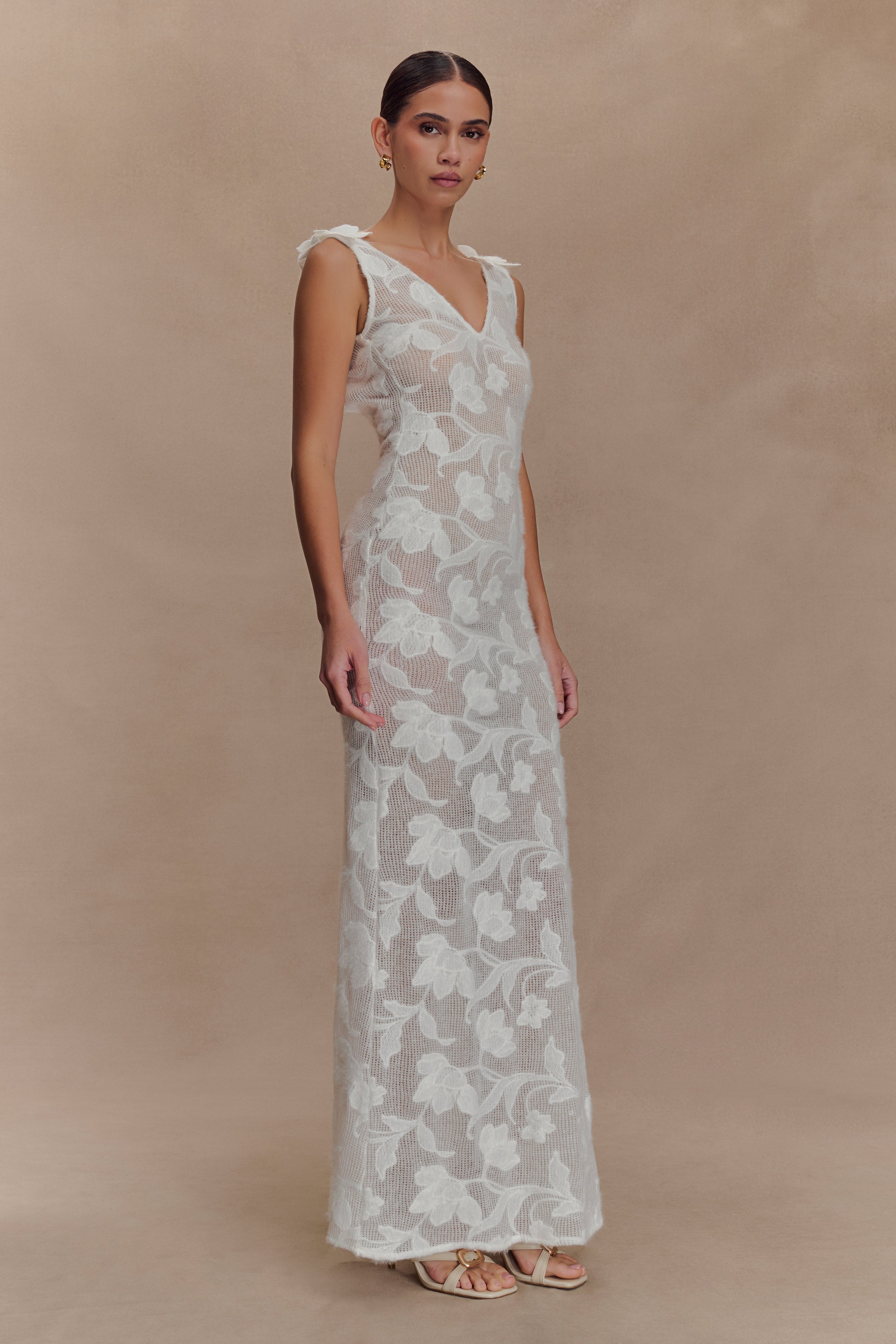 Cornelia Floral Sheer Maxi Dress - Ivory - Image 5