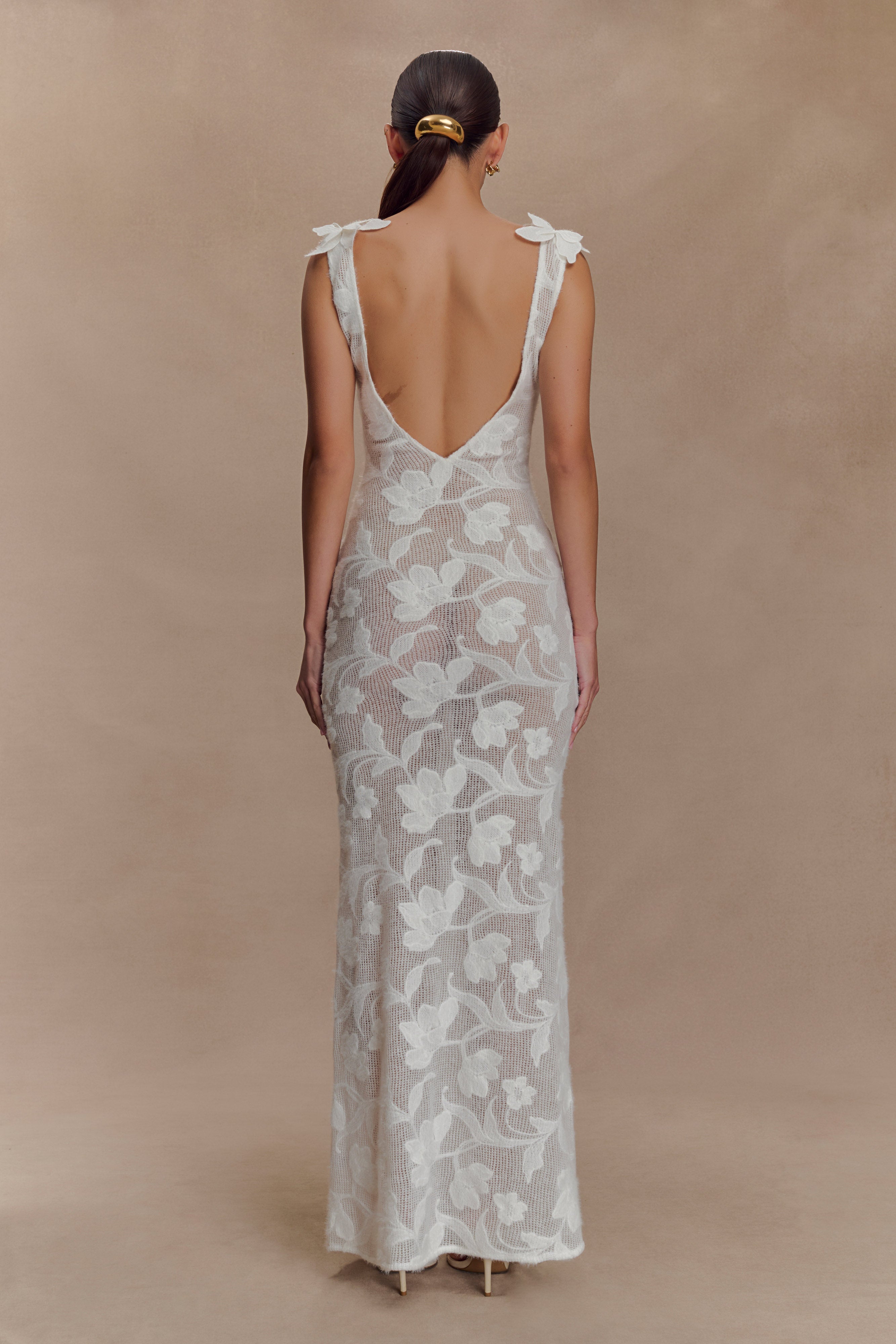 Cornelia Floral Sheer Maxi Dress - Ivory - Image 4