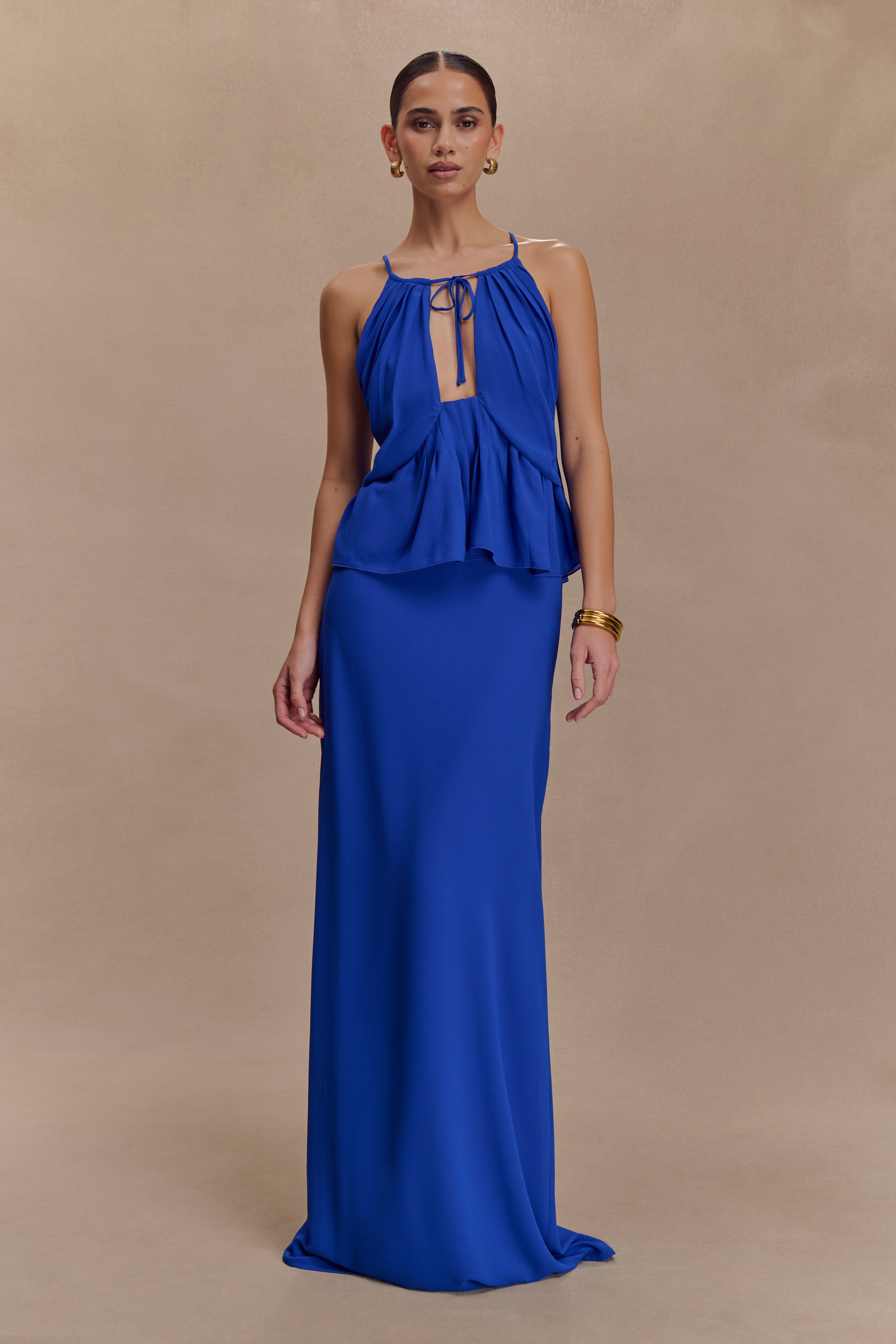 Alternative view of Korra Chiffon Halter Top - Cobalt Blue