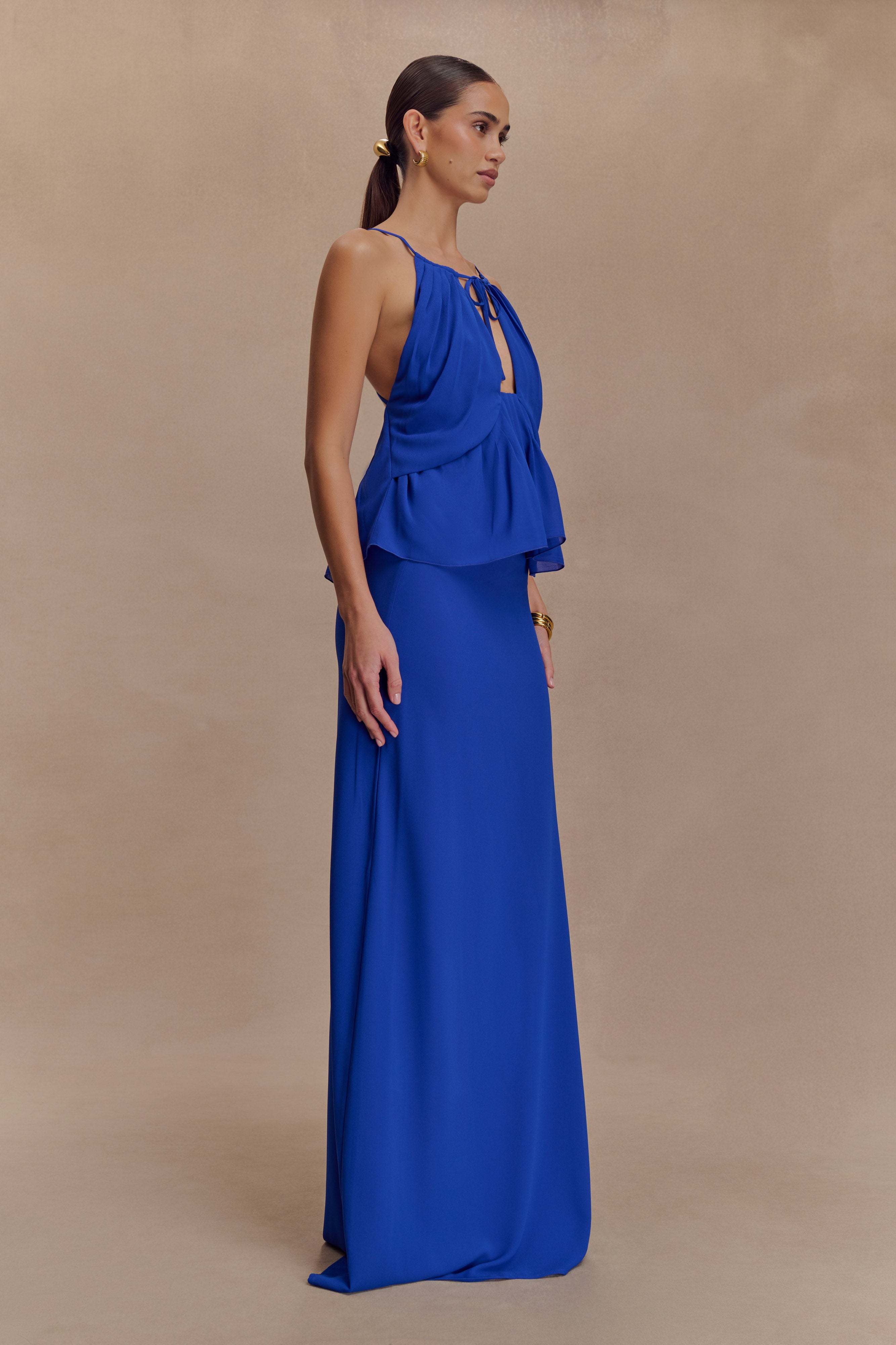 Katalina Chiffon Maxi Skirt - Cobalt Blue - Image 4