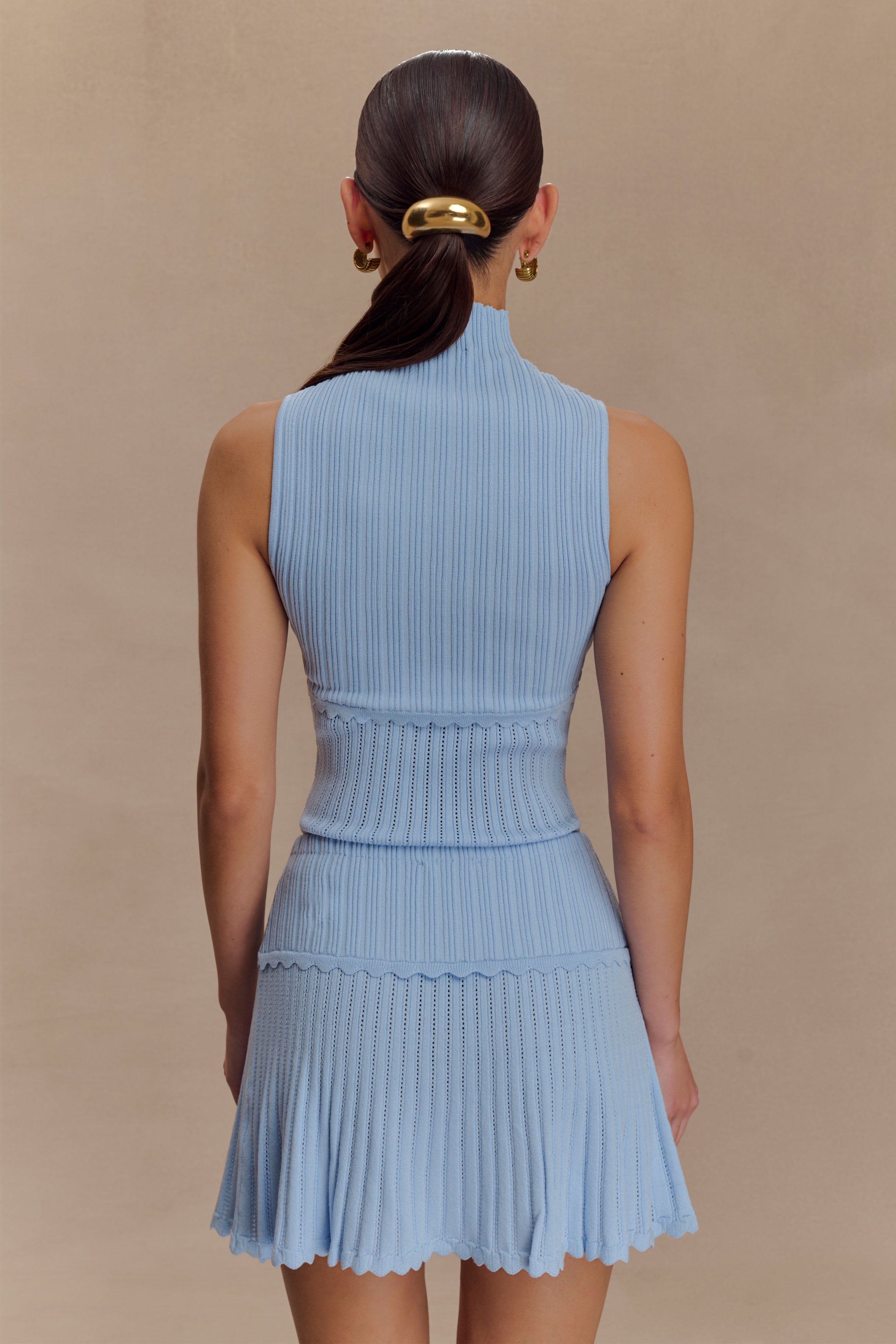 Alternative view of Indy Pointelle Knit Top - Cornflower Blue