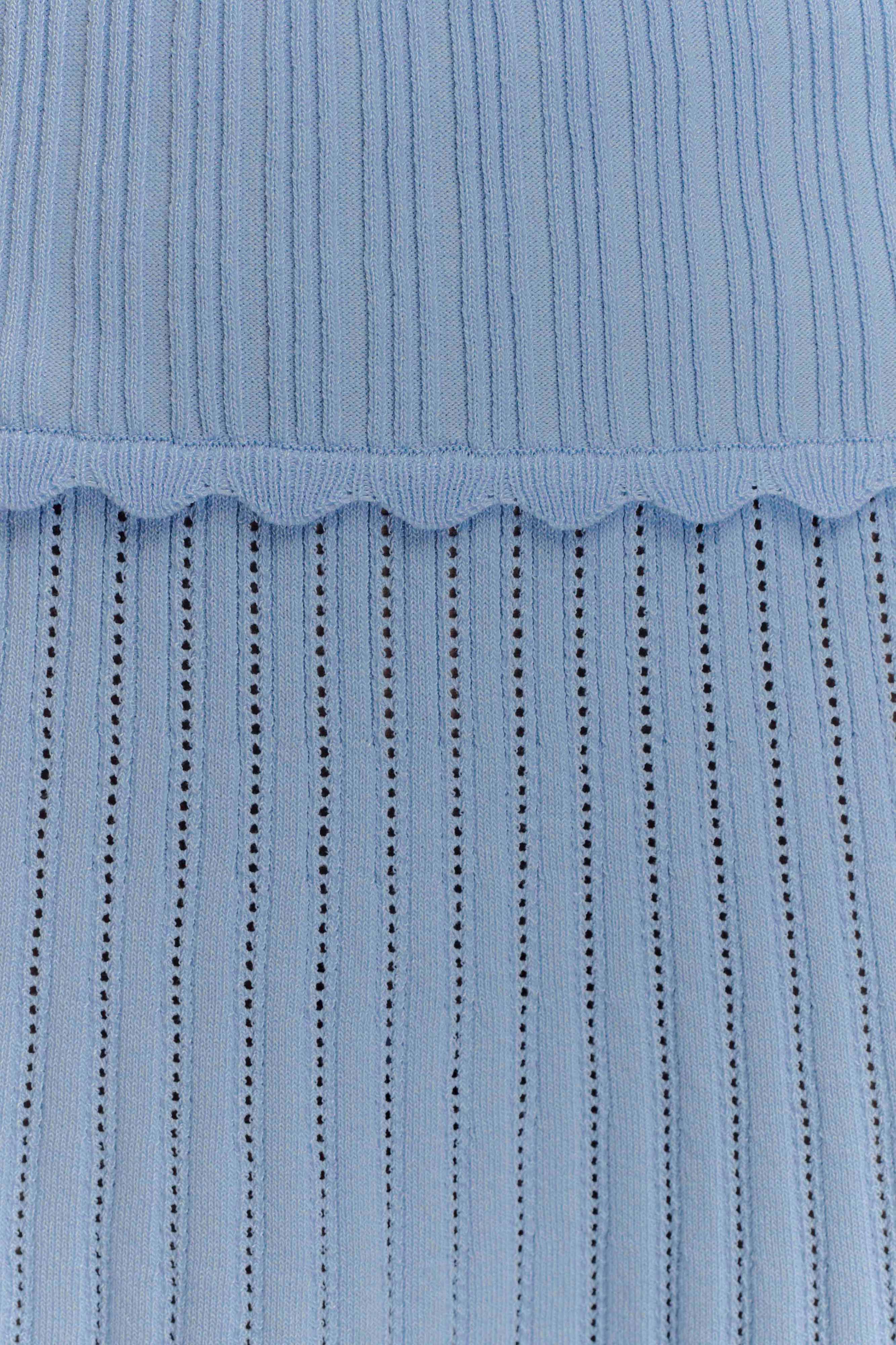 Indy Pointelle Knit Mini Skirt - Cornflower Blue - Image 7