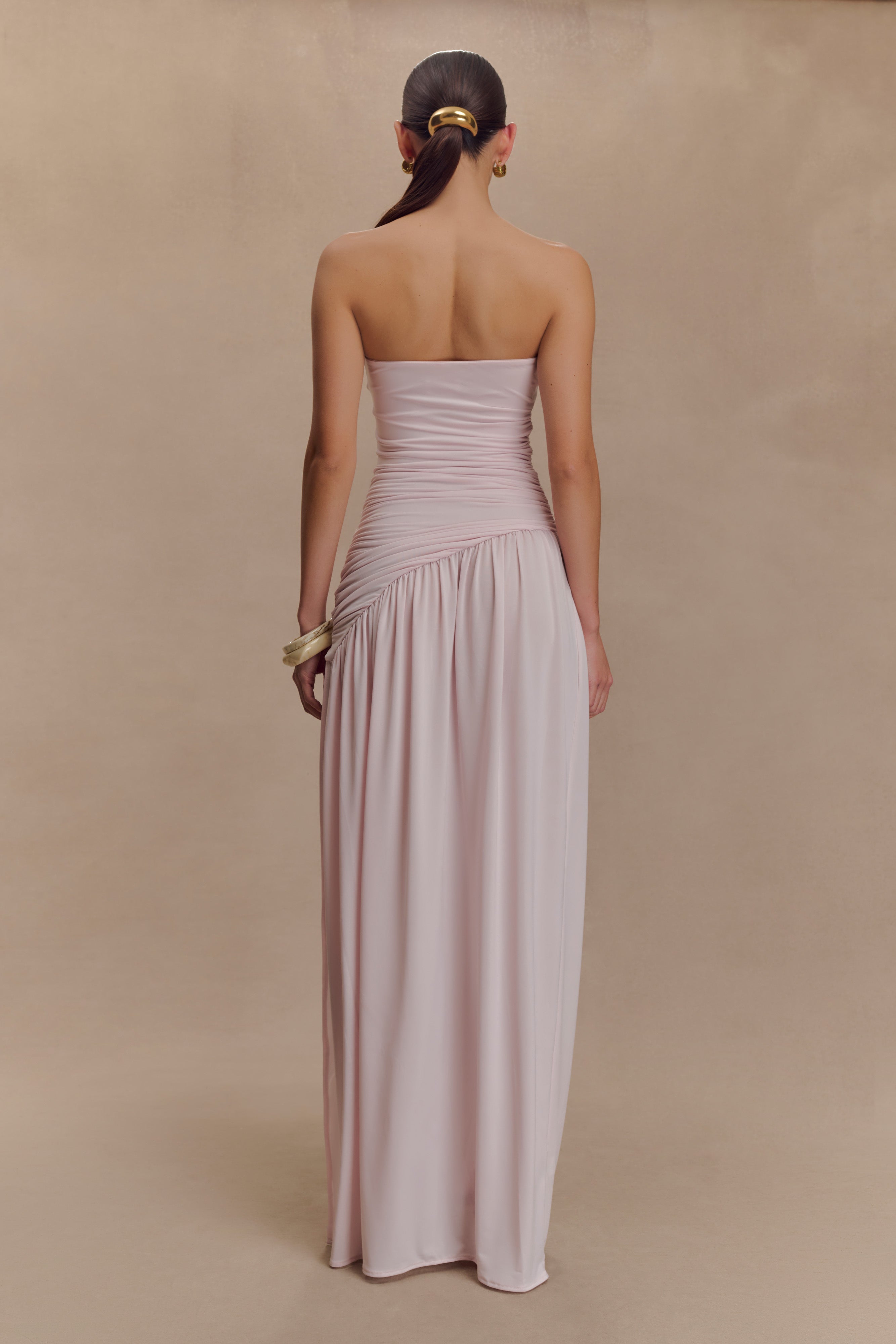 Alternative view of Bex Strapless Slinky Maxi Dress With Split - Pale Pink