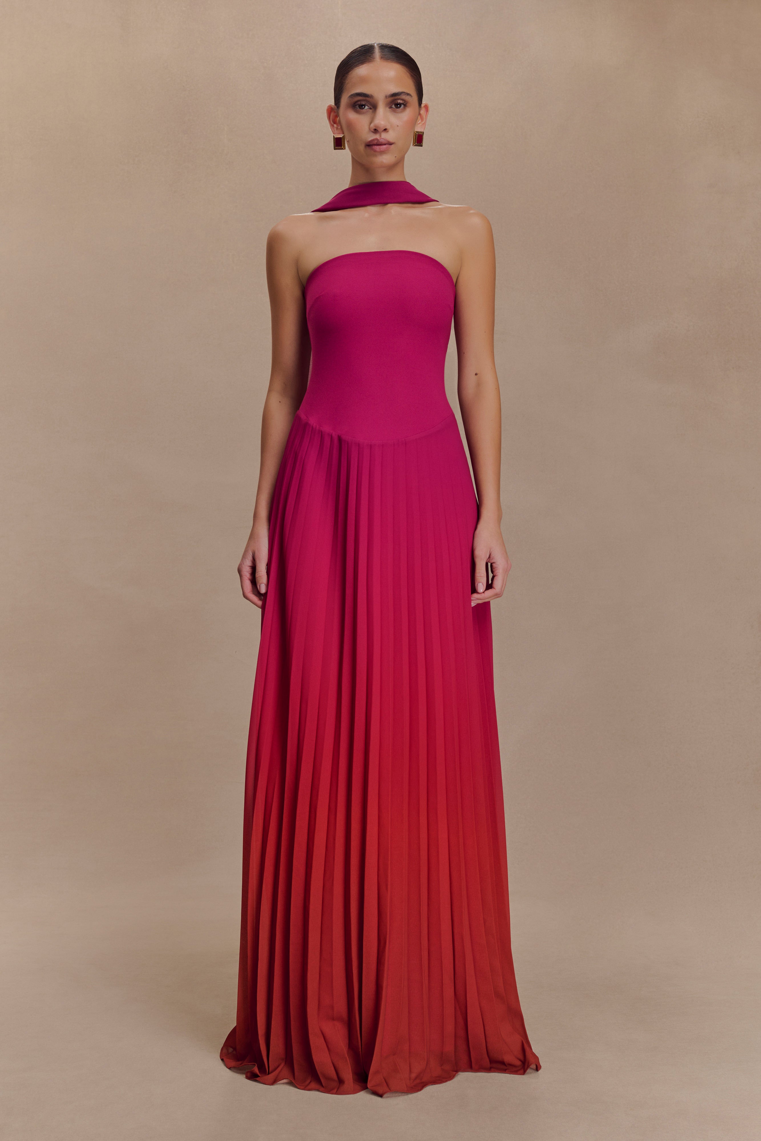 Alternative view of Caira Chiffon Scarf Maxi Dress - Ombre Dark Pink