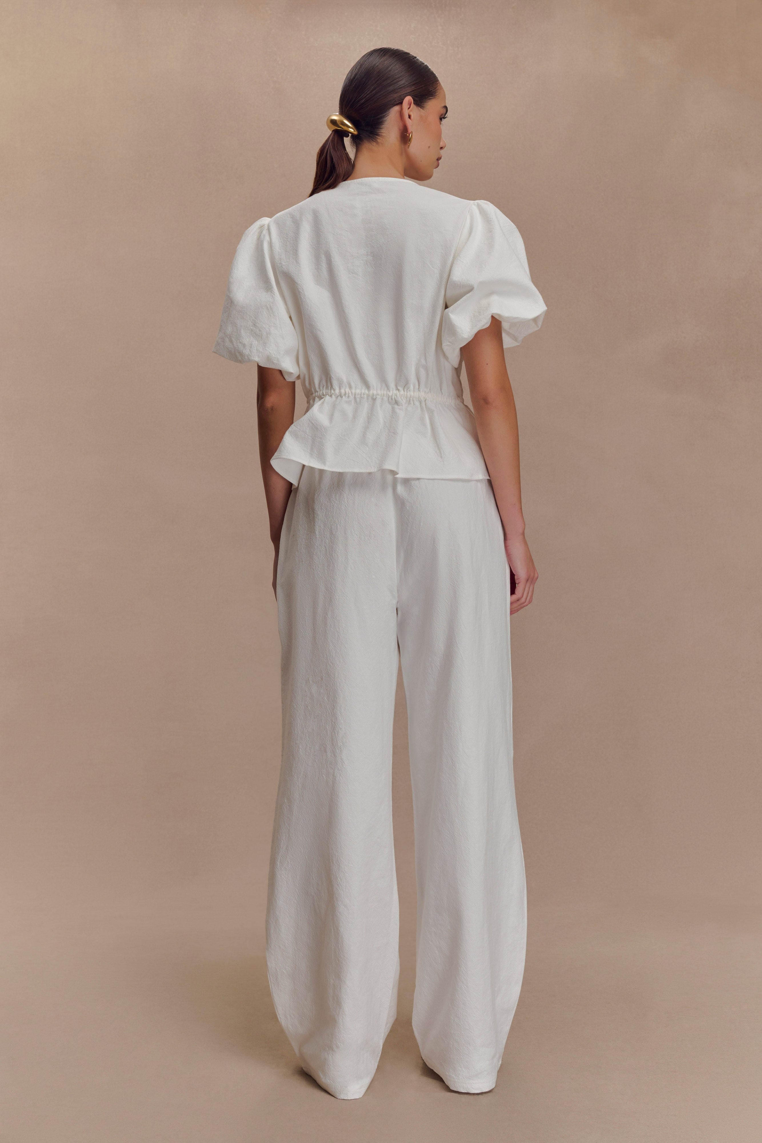 Emilie Puff Sleeve Cotton Top - White - Image 6