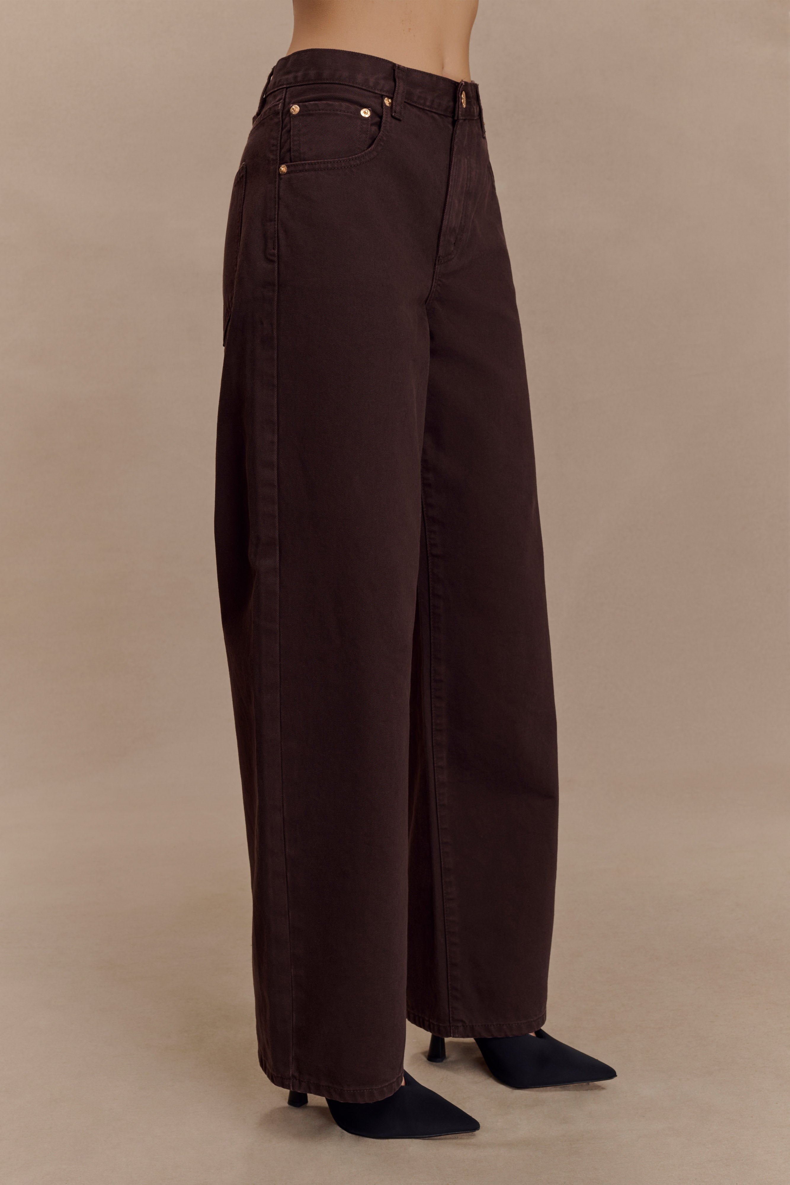 Mannon Mid Rise Denim Jeans - Chocolate - Image 7
