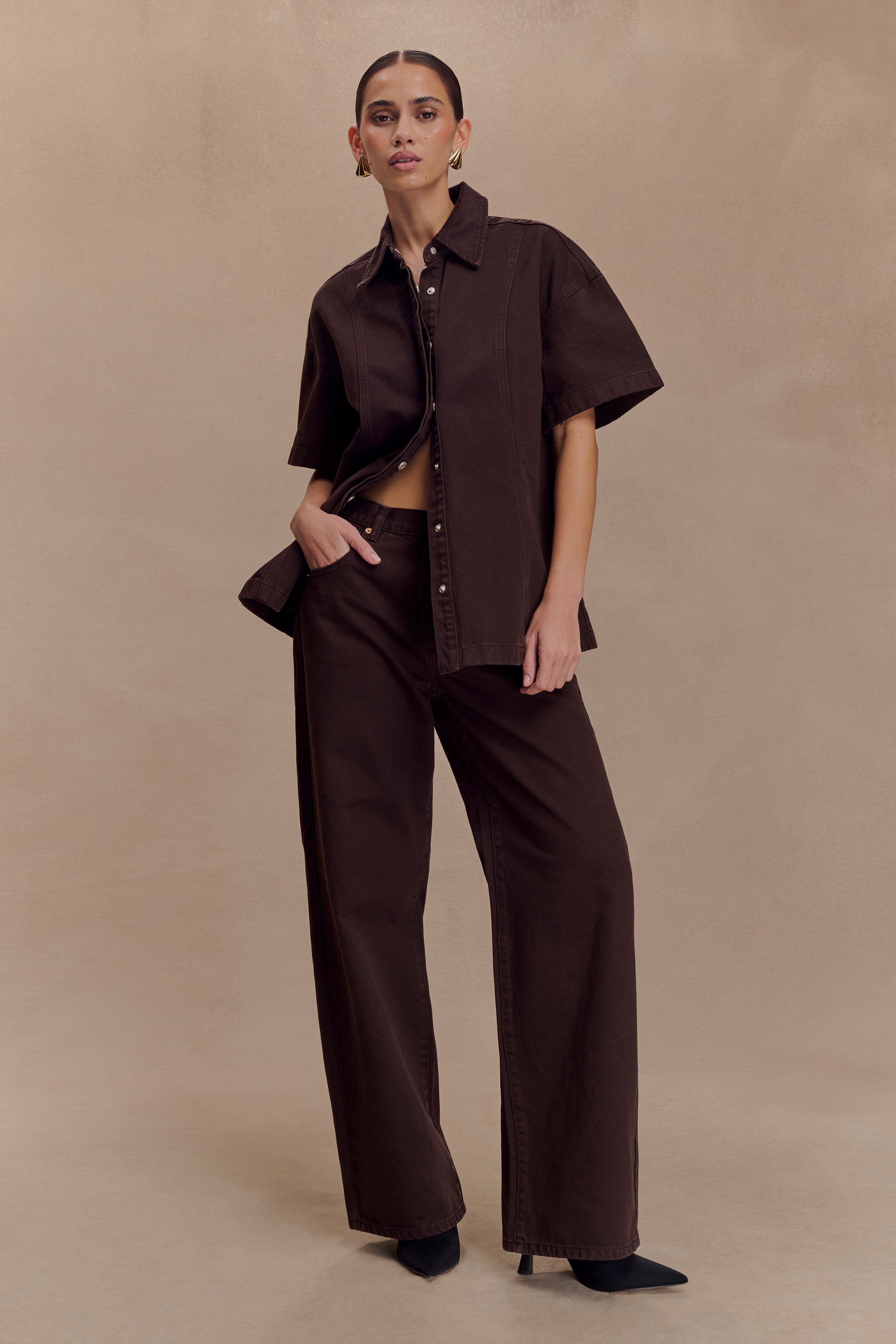 Alternative view of Mannon Mid Rise Denim Jeans - Chocolate