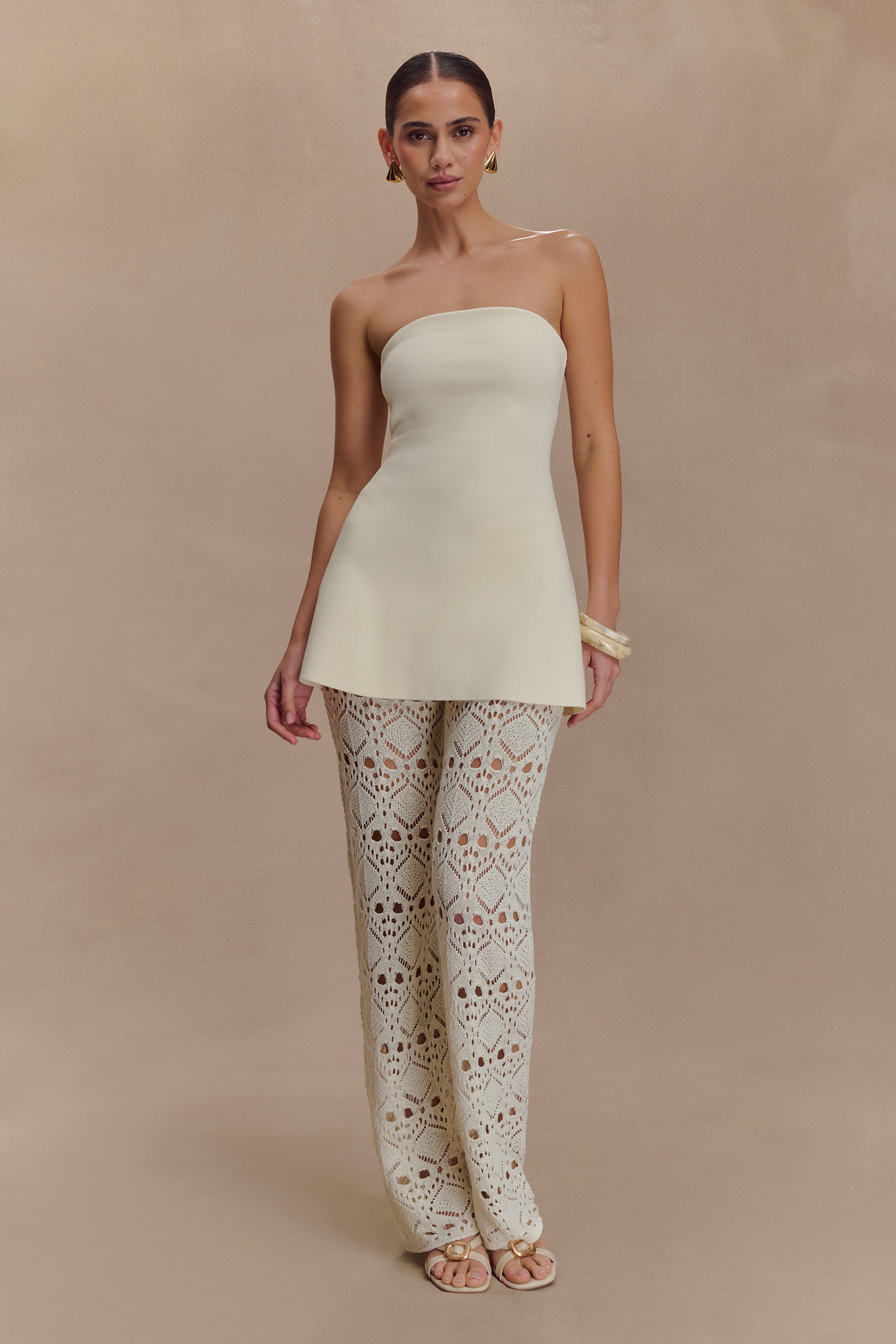Trena Crochet Knit Pants - Ivory - Image 6