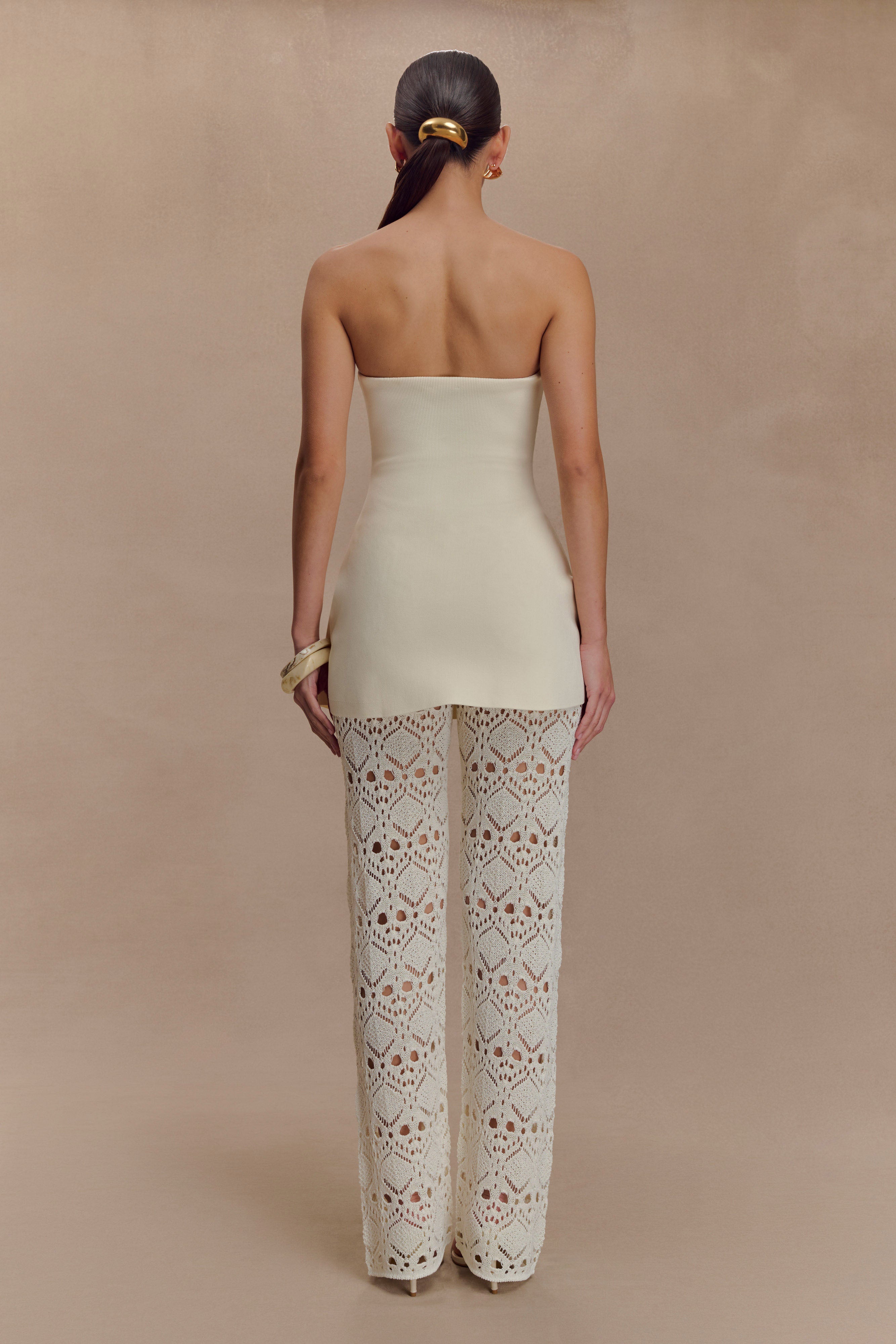 Anette Bandage Knit Strapless Top - Ivory - Image 5