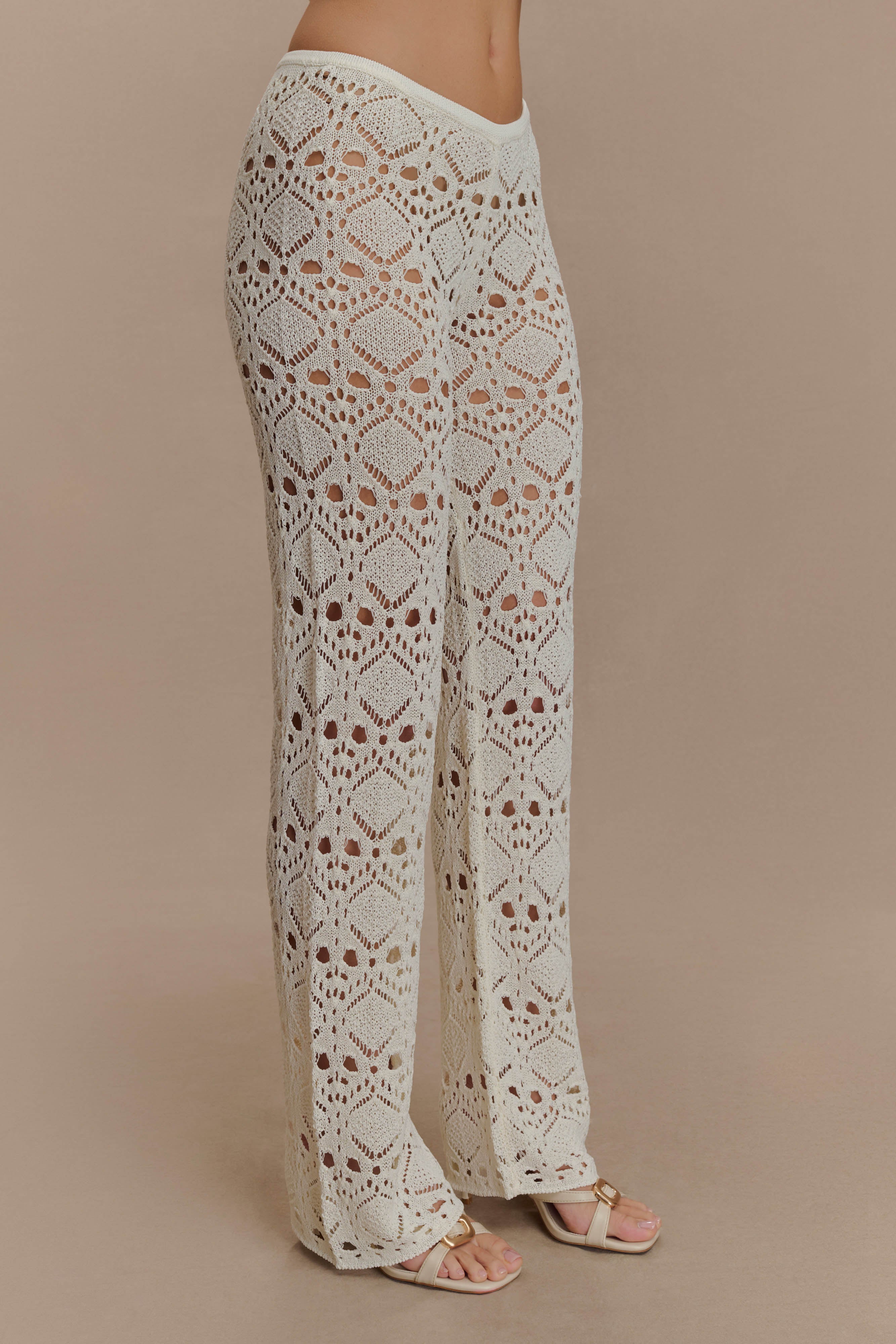 Trena Crochet Knit Pants - Ivory - Image 5
