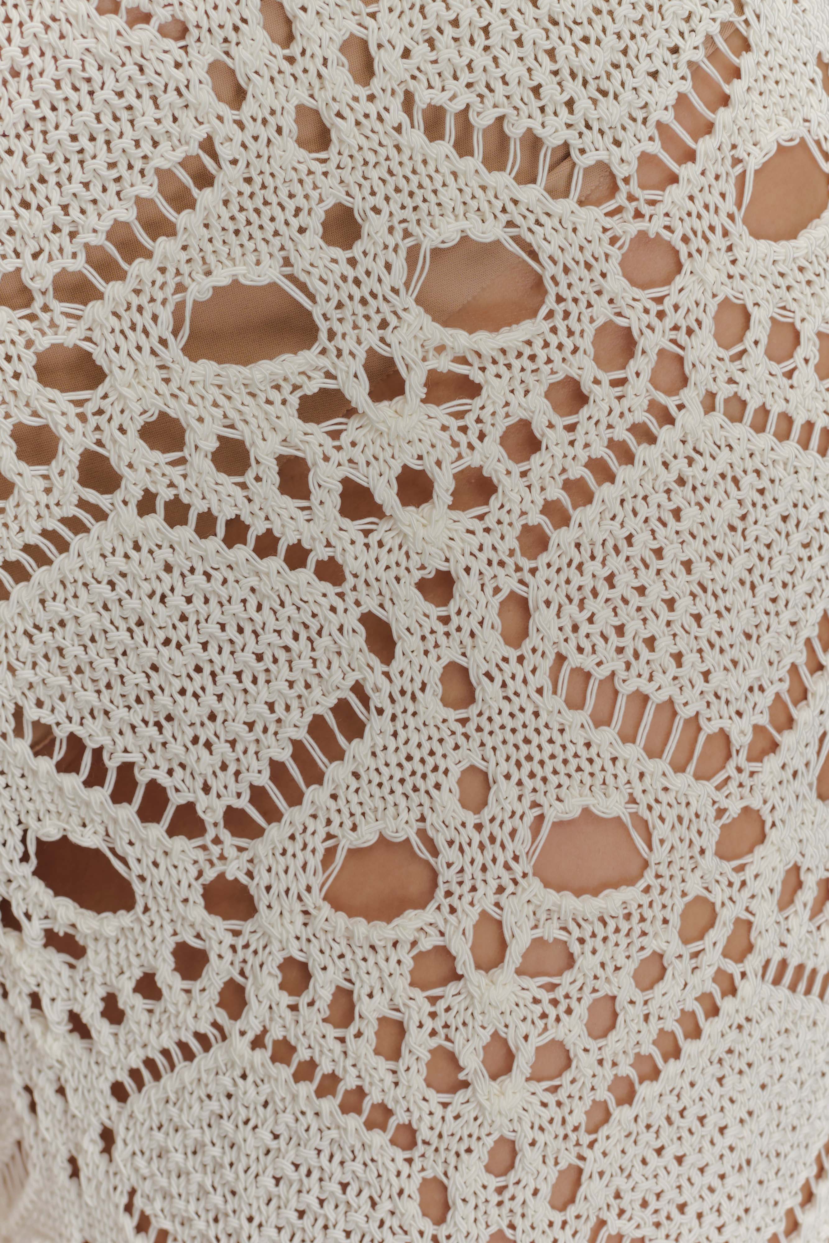 Trena Crochet Knit Pants - Ivory - Image 7