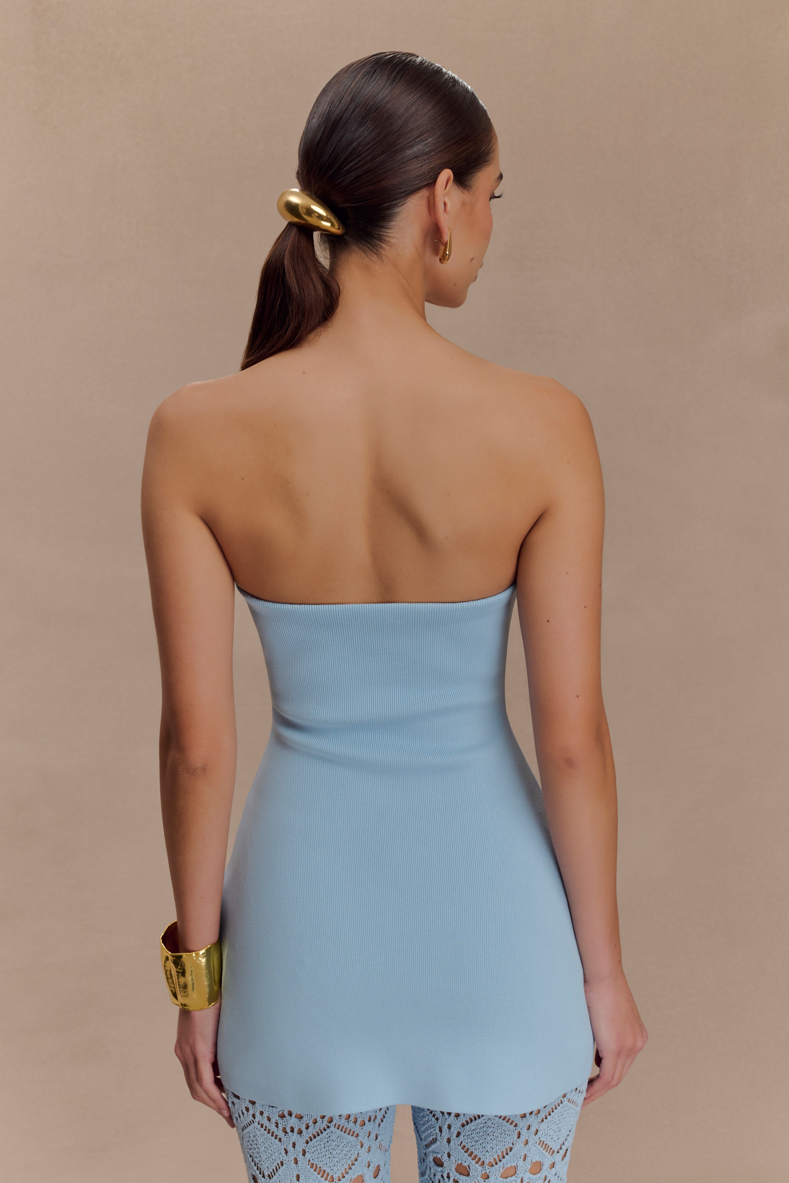 Alternative view of Anette Bandage Knit Strapless Top - Sky Blue