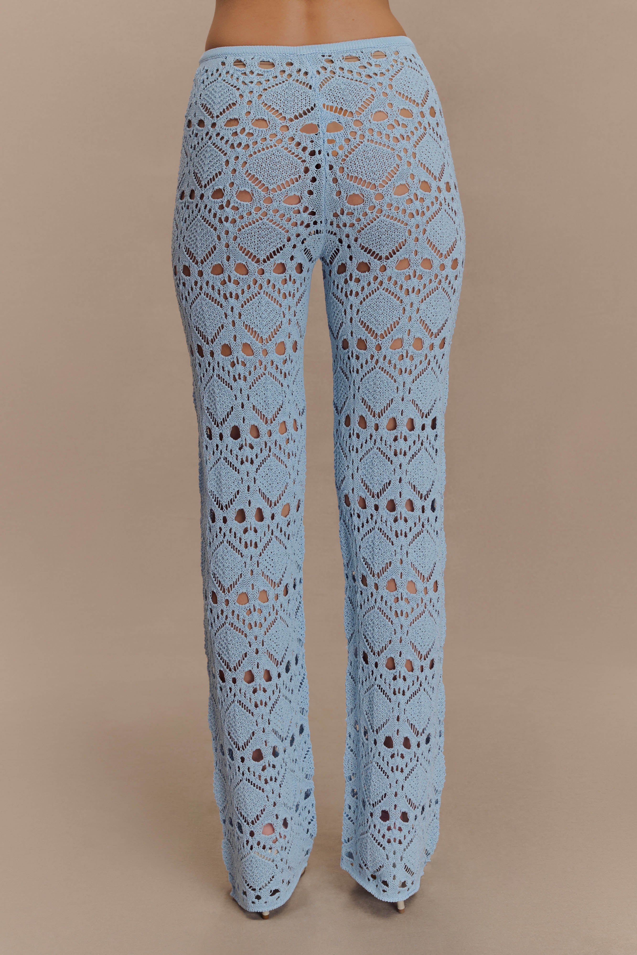 Trena Crochet Knit Pants - Sky Blue - Image 5