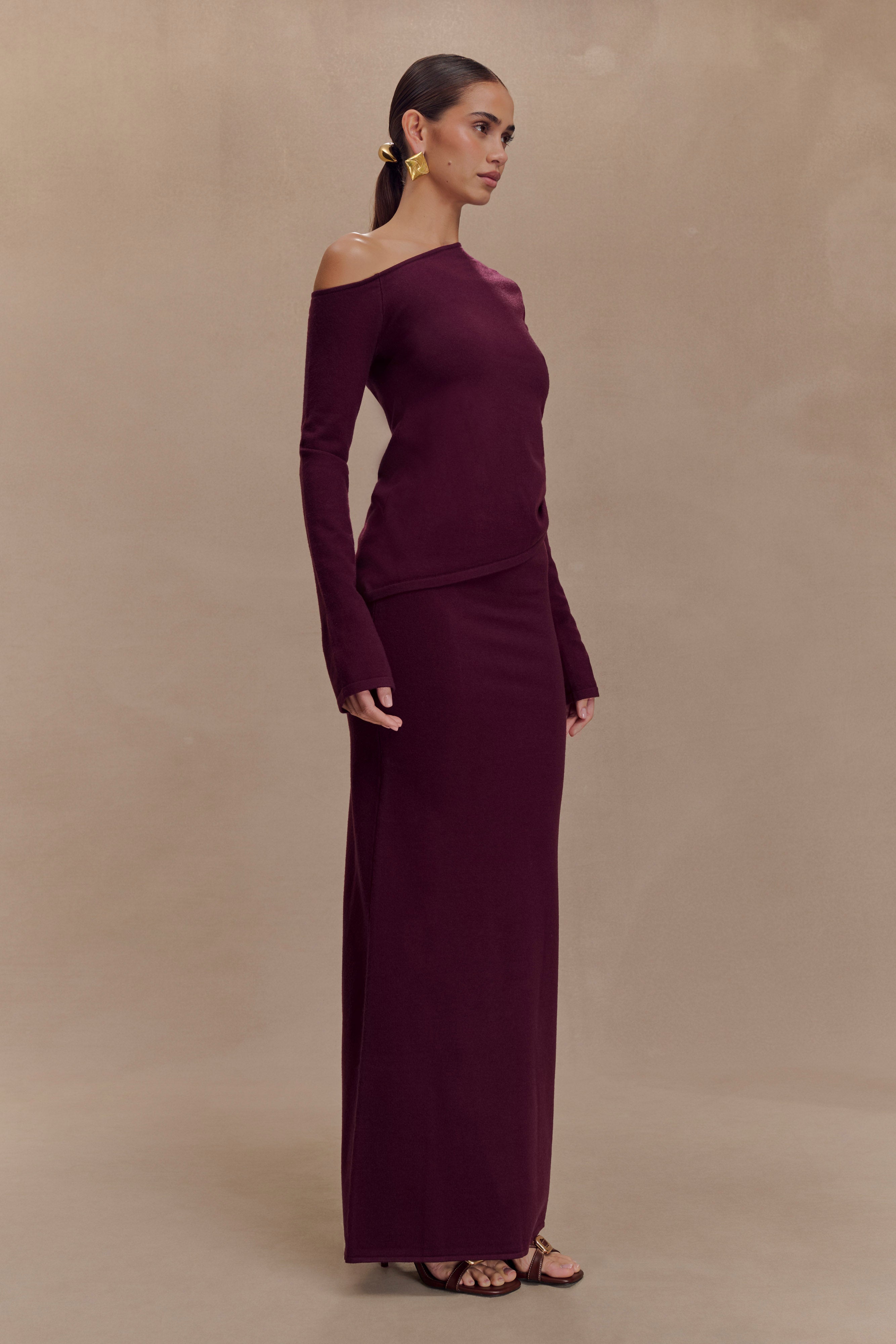 Miles Knit Maxi Skirt - Plum - Image 3