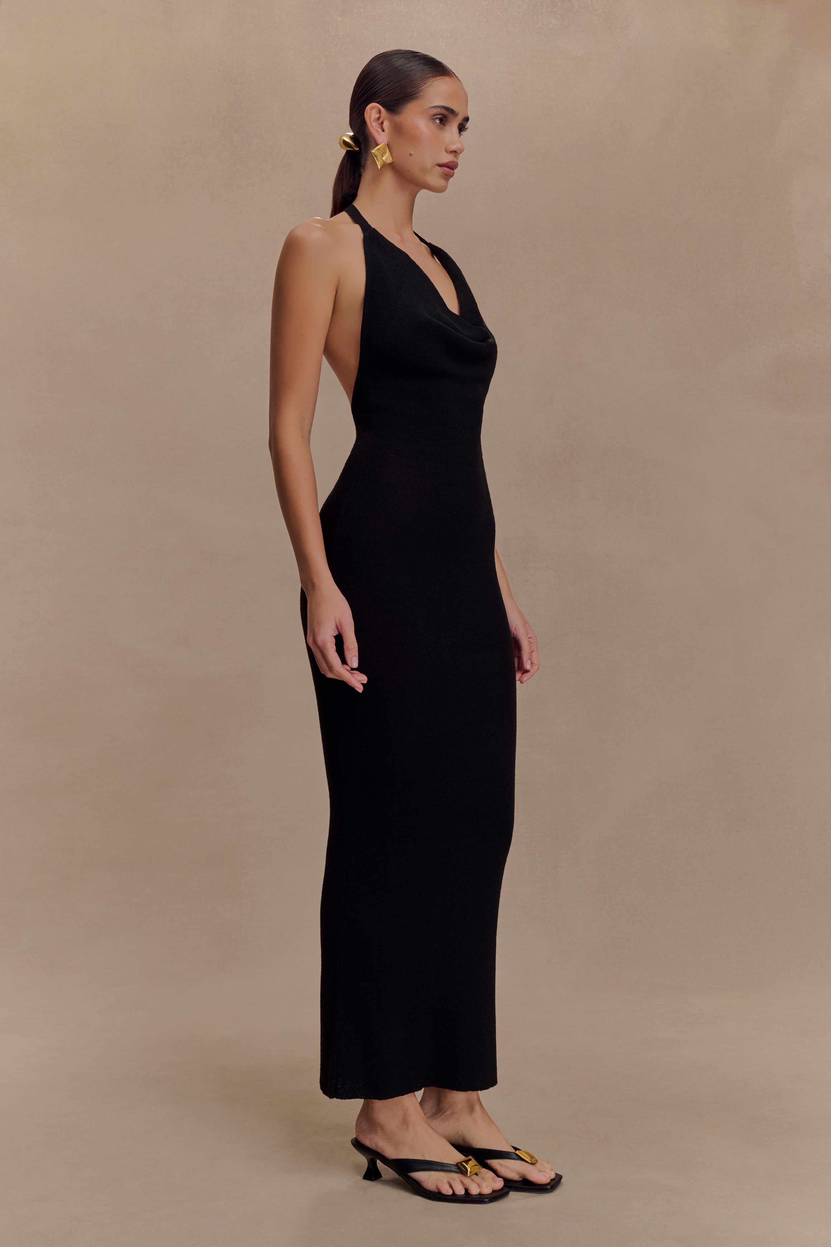 Ayella Cowl Knit Maxi Dress - Black - Image 4