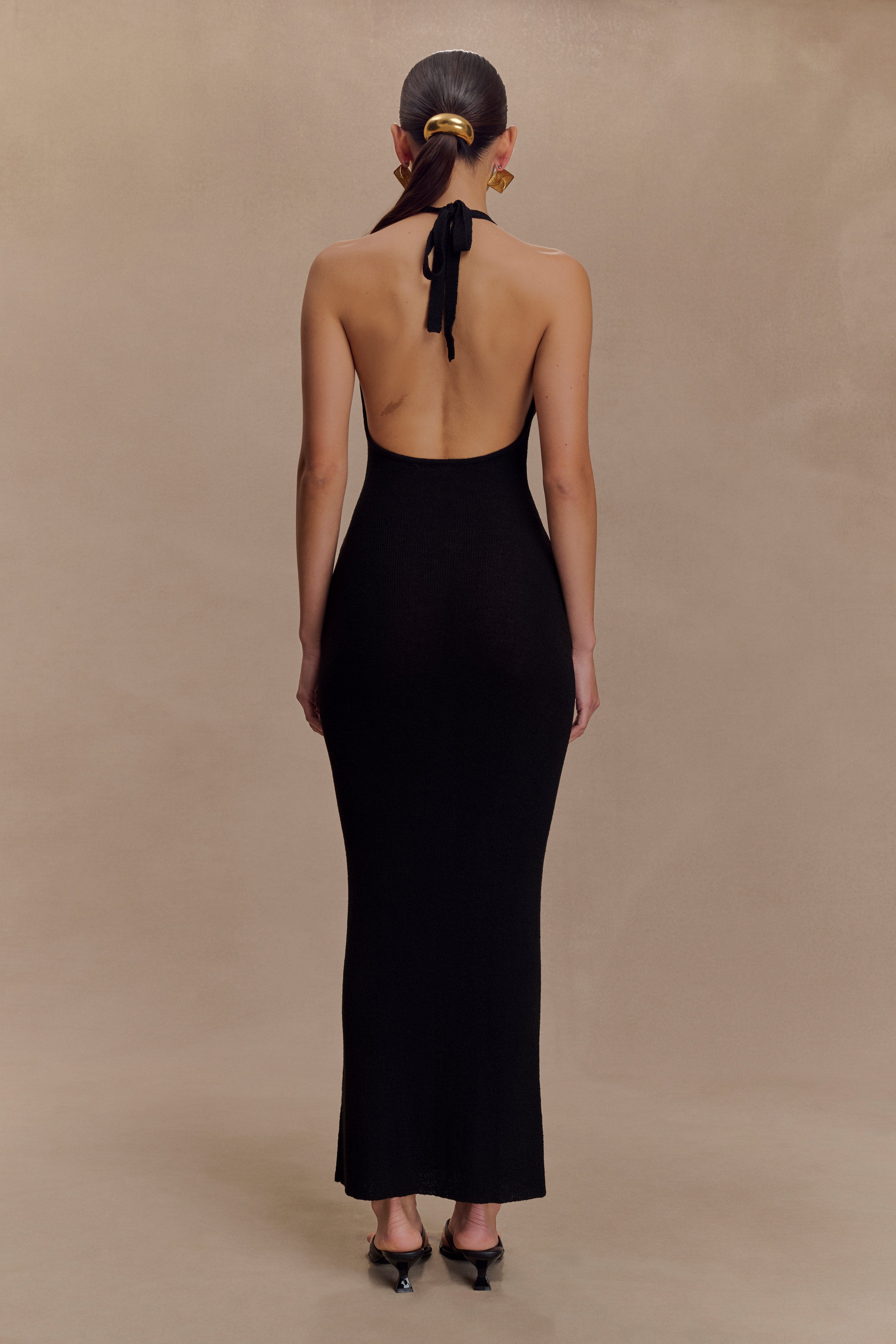 Alternative view of Ayella Cowl Knit Maxi Dress - Black