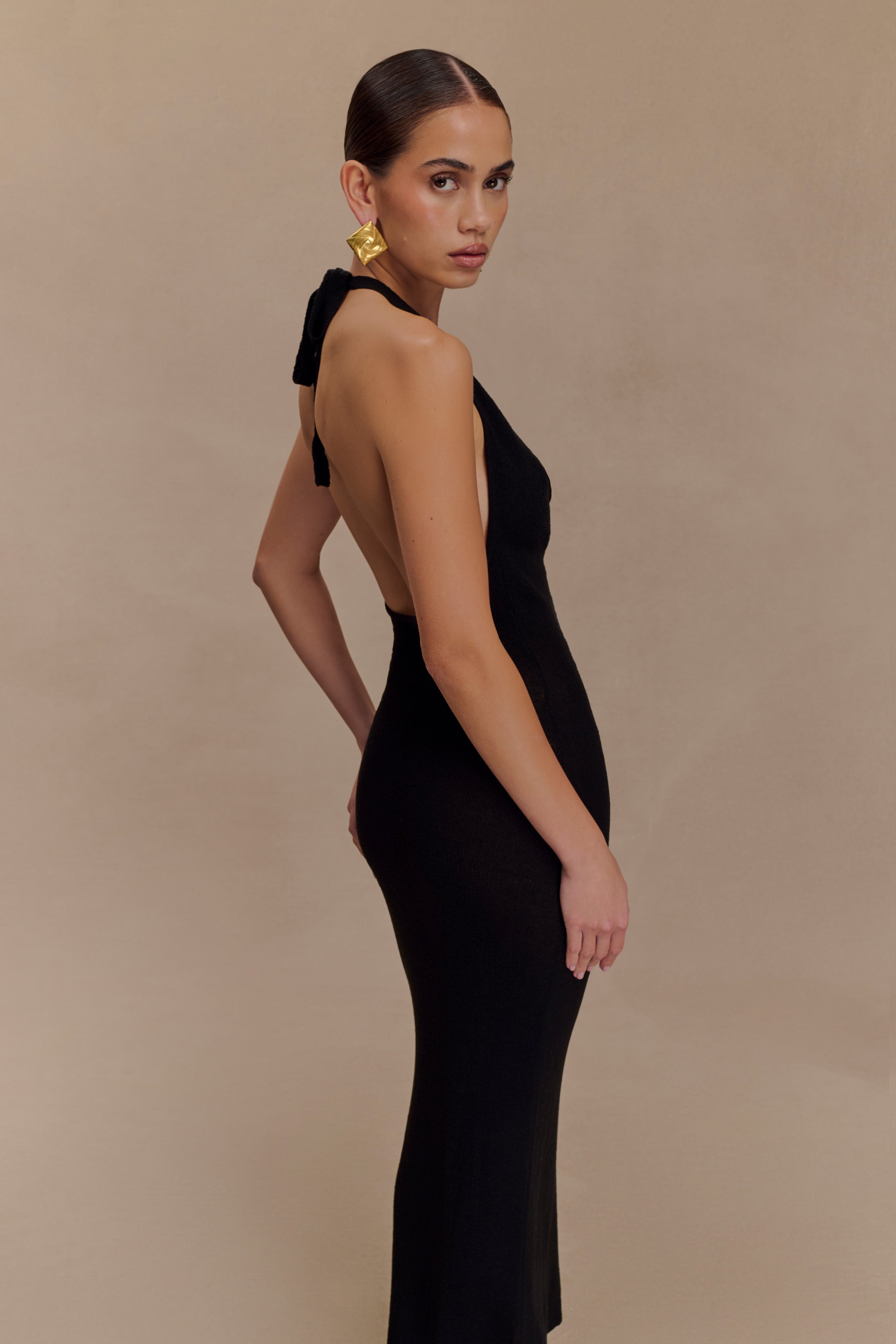 Ayella Cowl Knit Maxi Dress - Black - Image 6