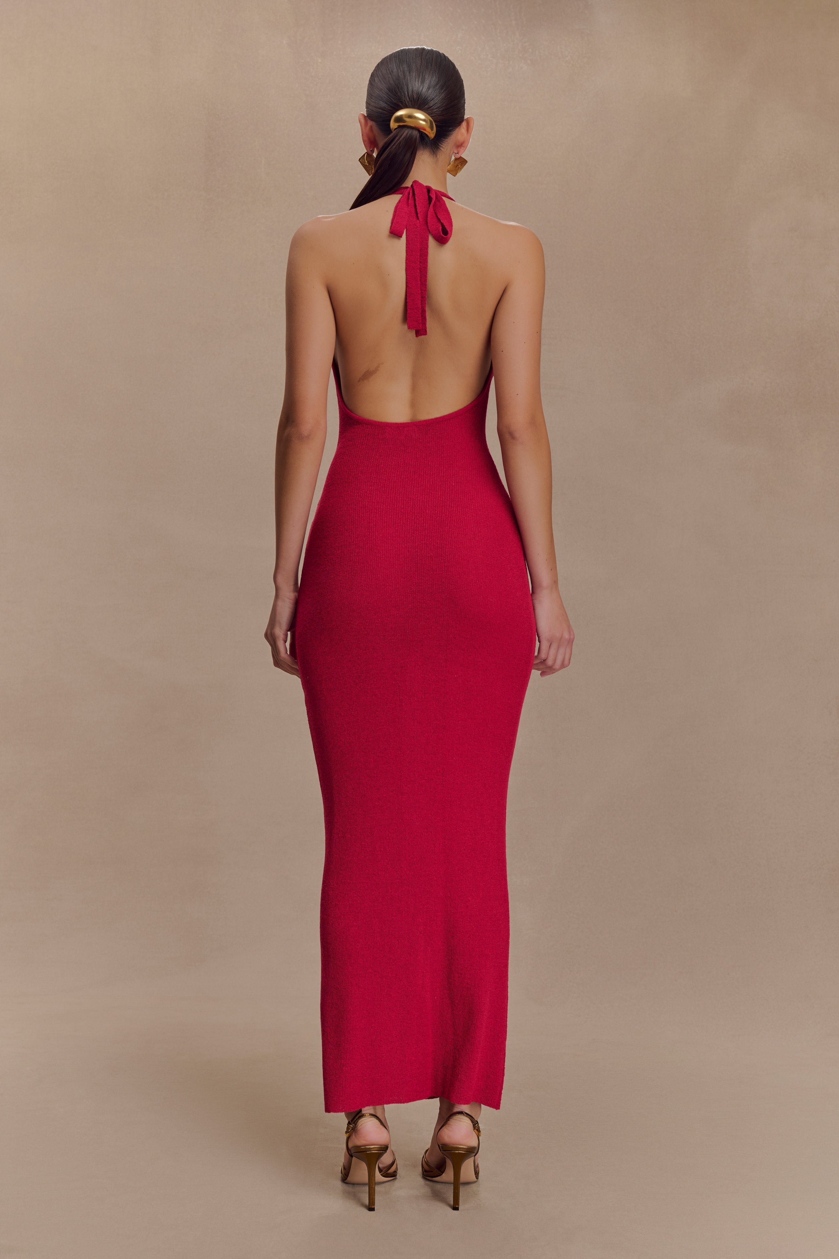 Alternative view of Ayella Cowl Knit Maxi Dress - Raspberry