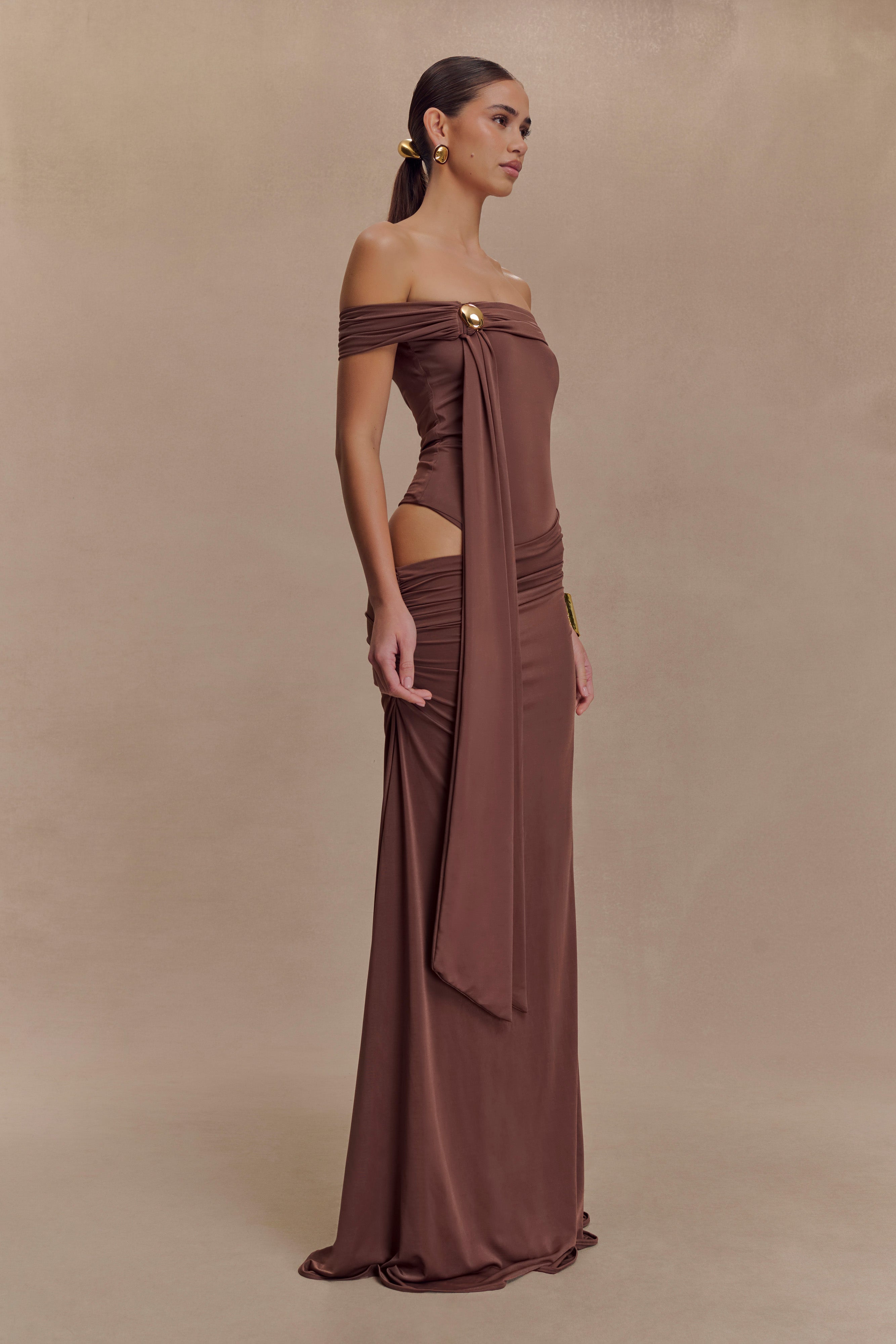 Oliver Slinky Maxi Dress - Chocolate - Image 5