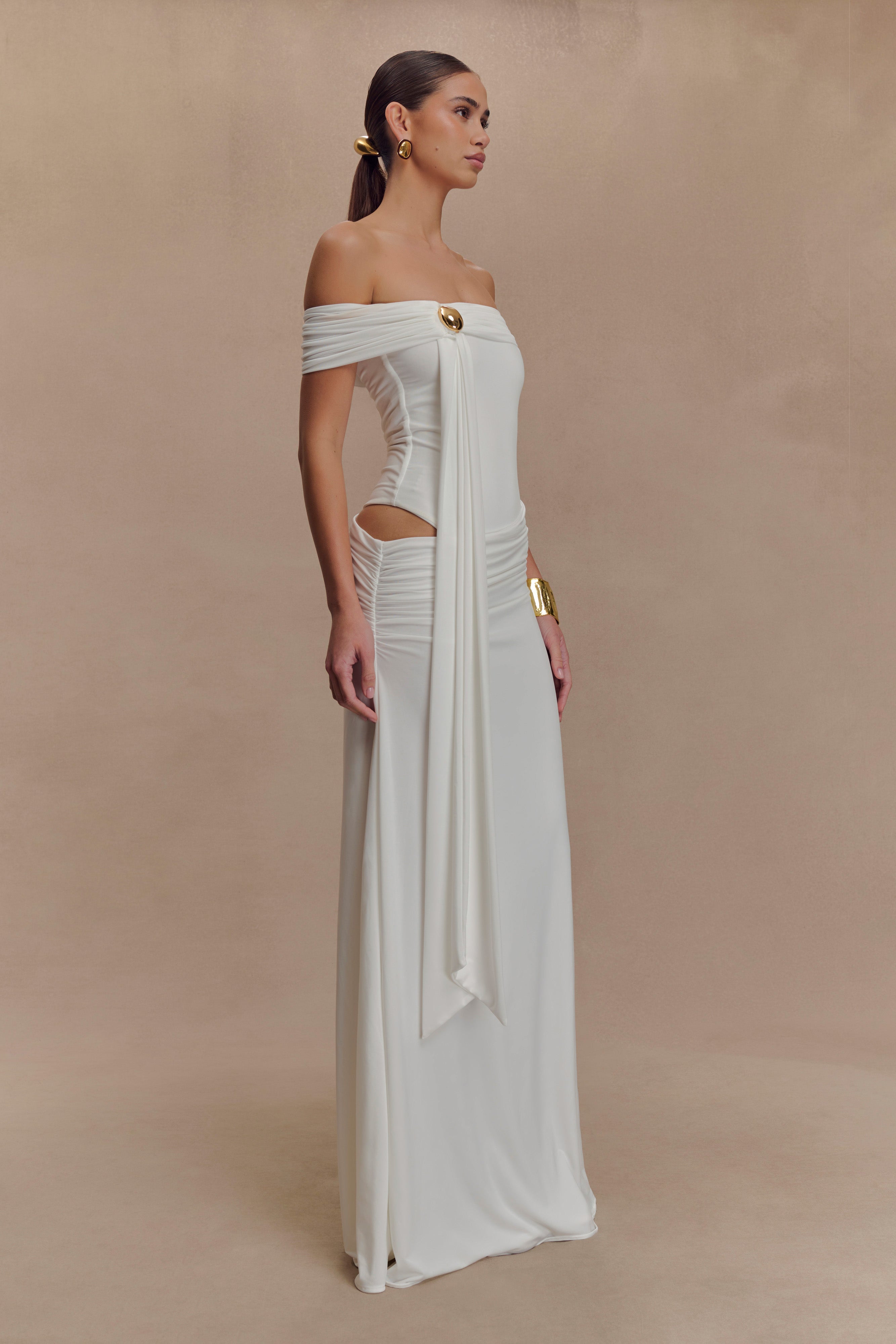 Oliver Slinky Maxi Dress - White - Image 3