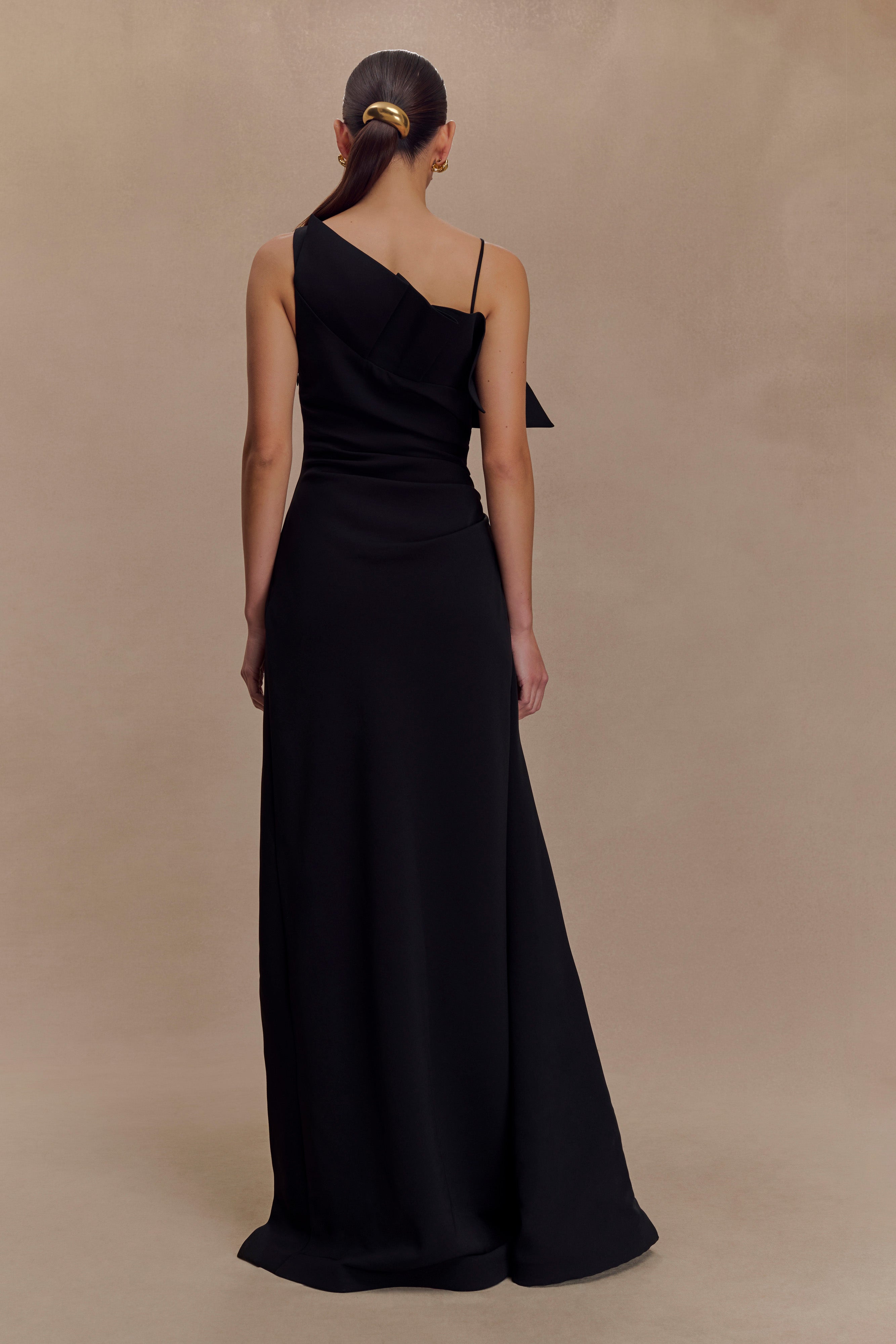 Alternative view of Adalyn One Shoulder Crepe Maxi Dress - Black