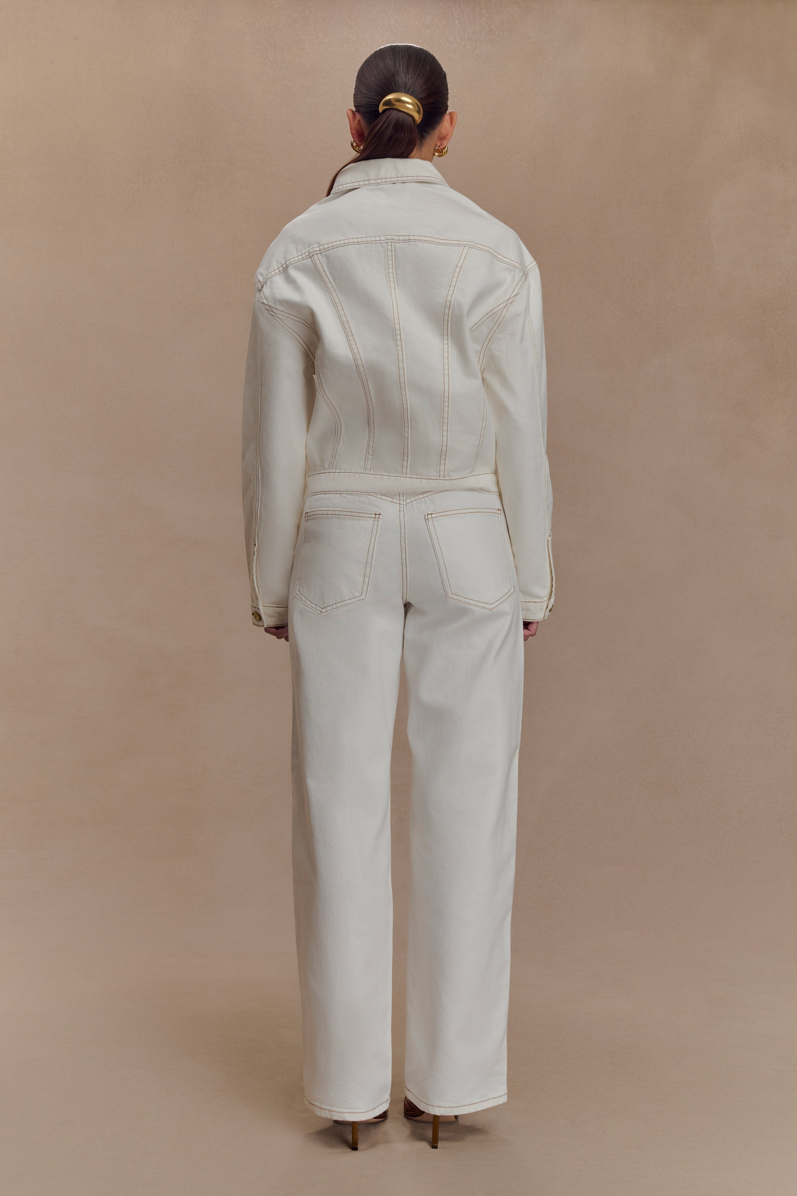 Kirra Cinched Denim Jacket - White - Image 4