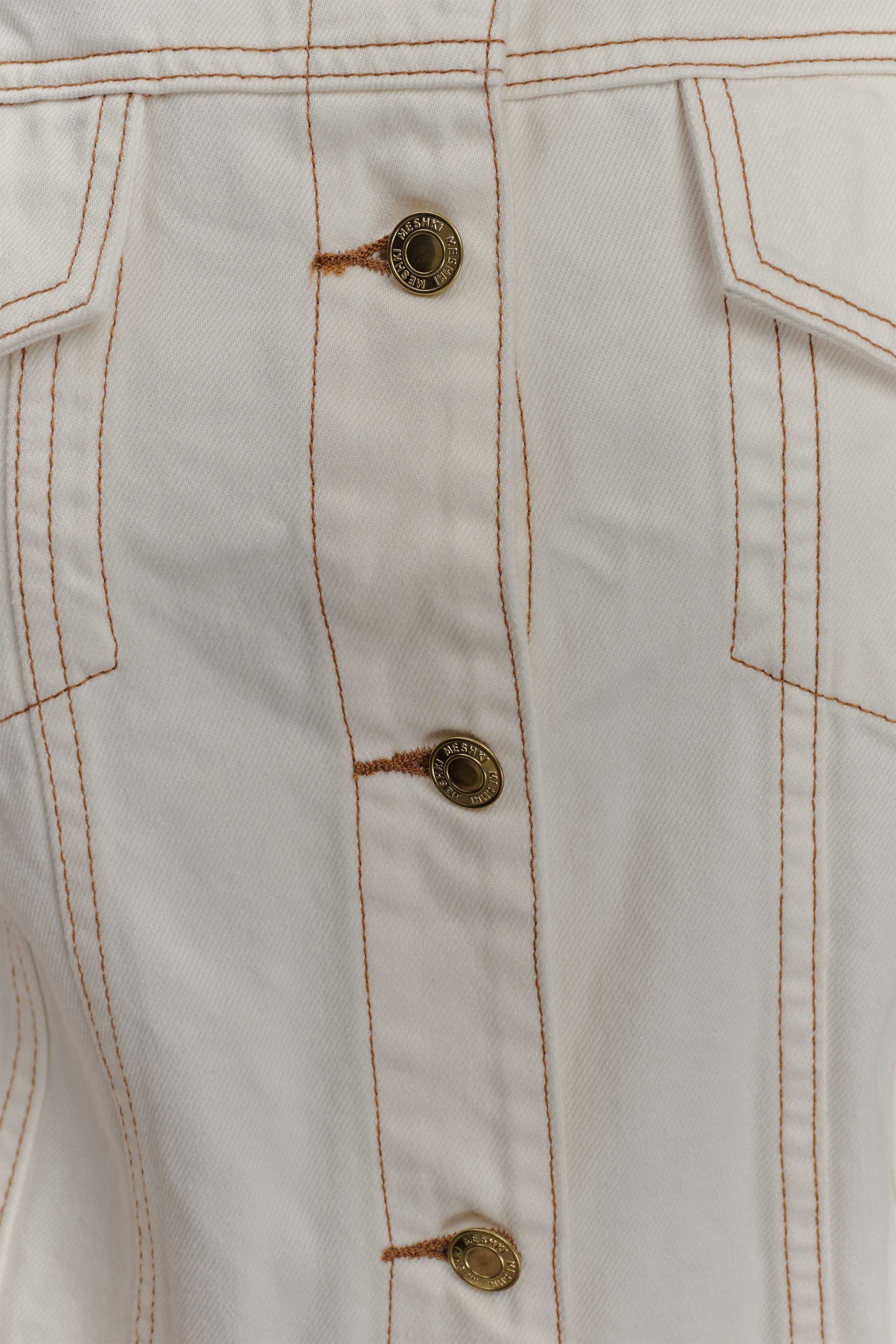Kirra Cinched Denim Jacket - White - Image 8