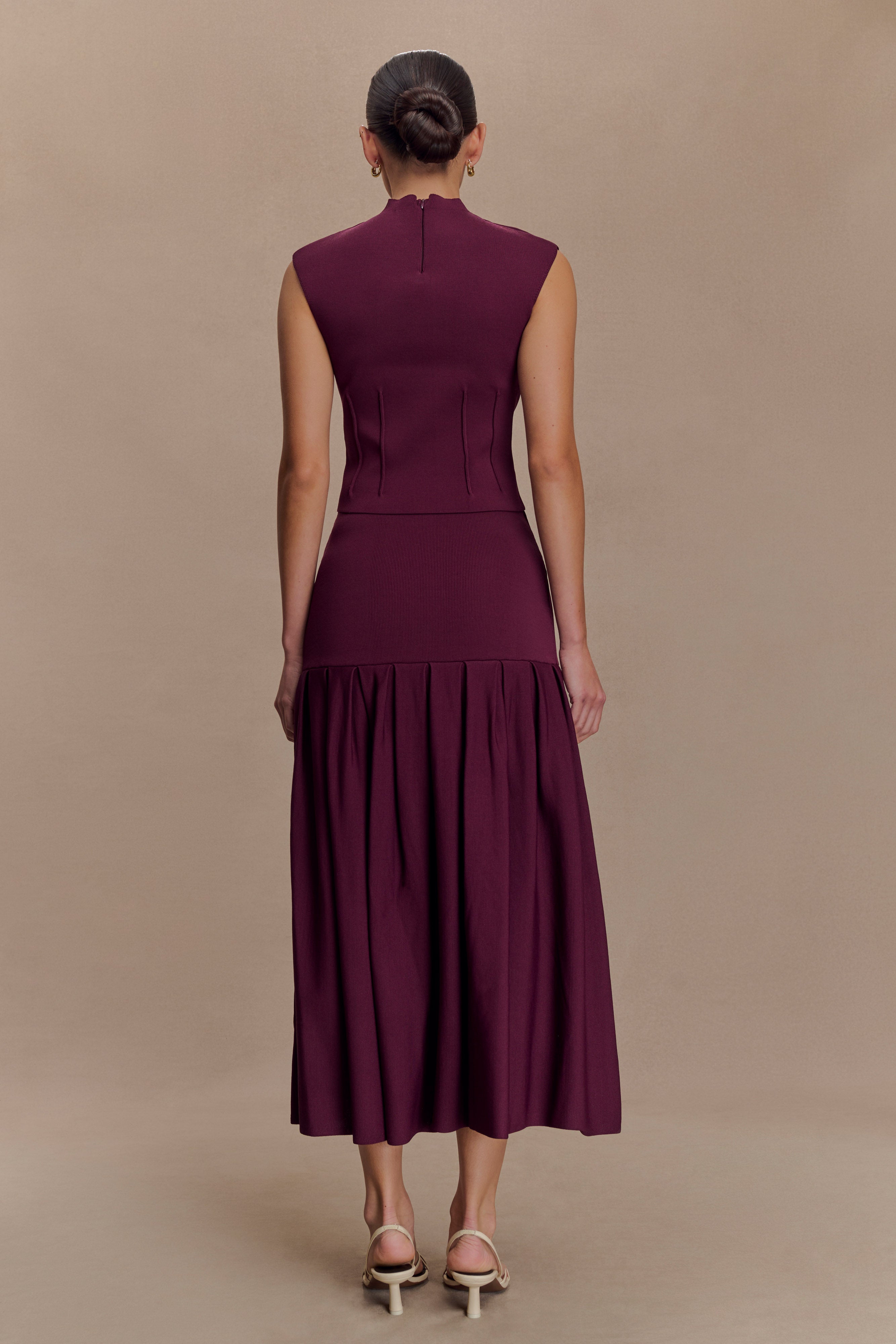 Alternative view of Romaine Bandage Knit Midi Skirt - Wine