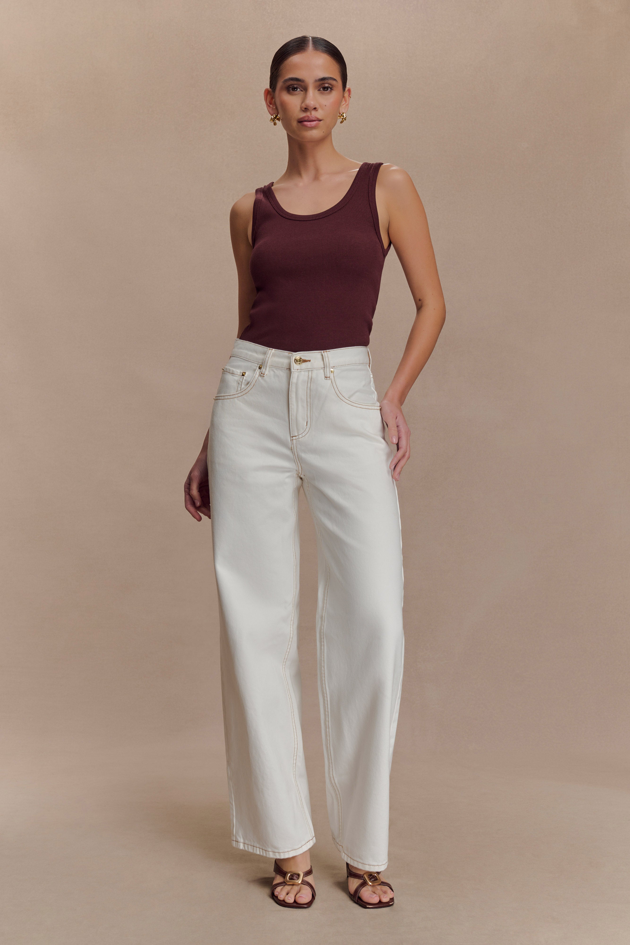 Maeva Scoop Tank Top - Chocolate - Image 3