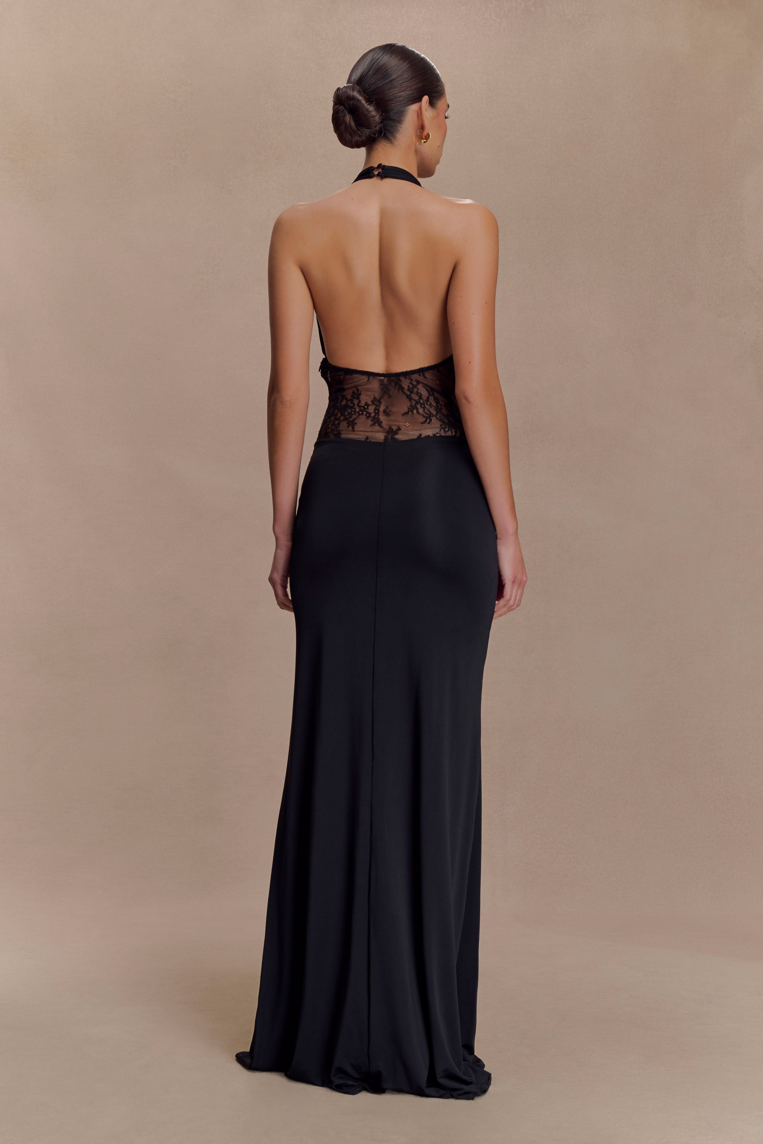 Alternative view of Bonnie Slinky And Lace Maxi Dress - Black