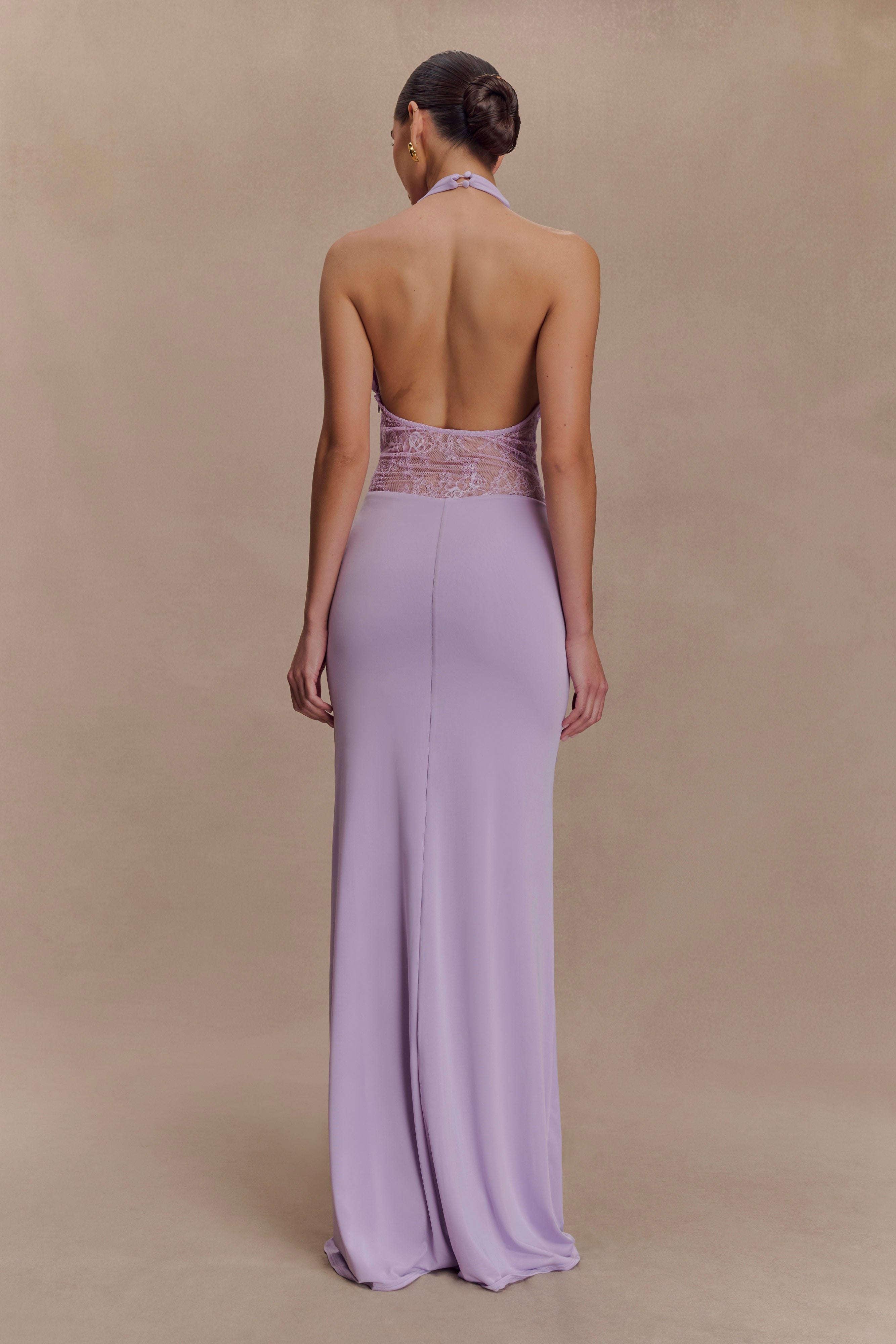 Bonnie Slinky And Lace Maxi Dress - Lilac - Image 4