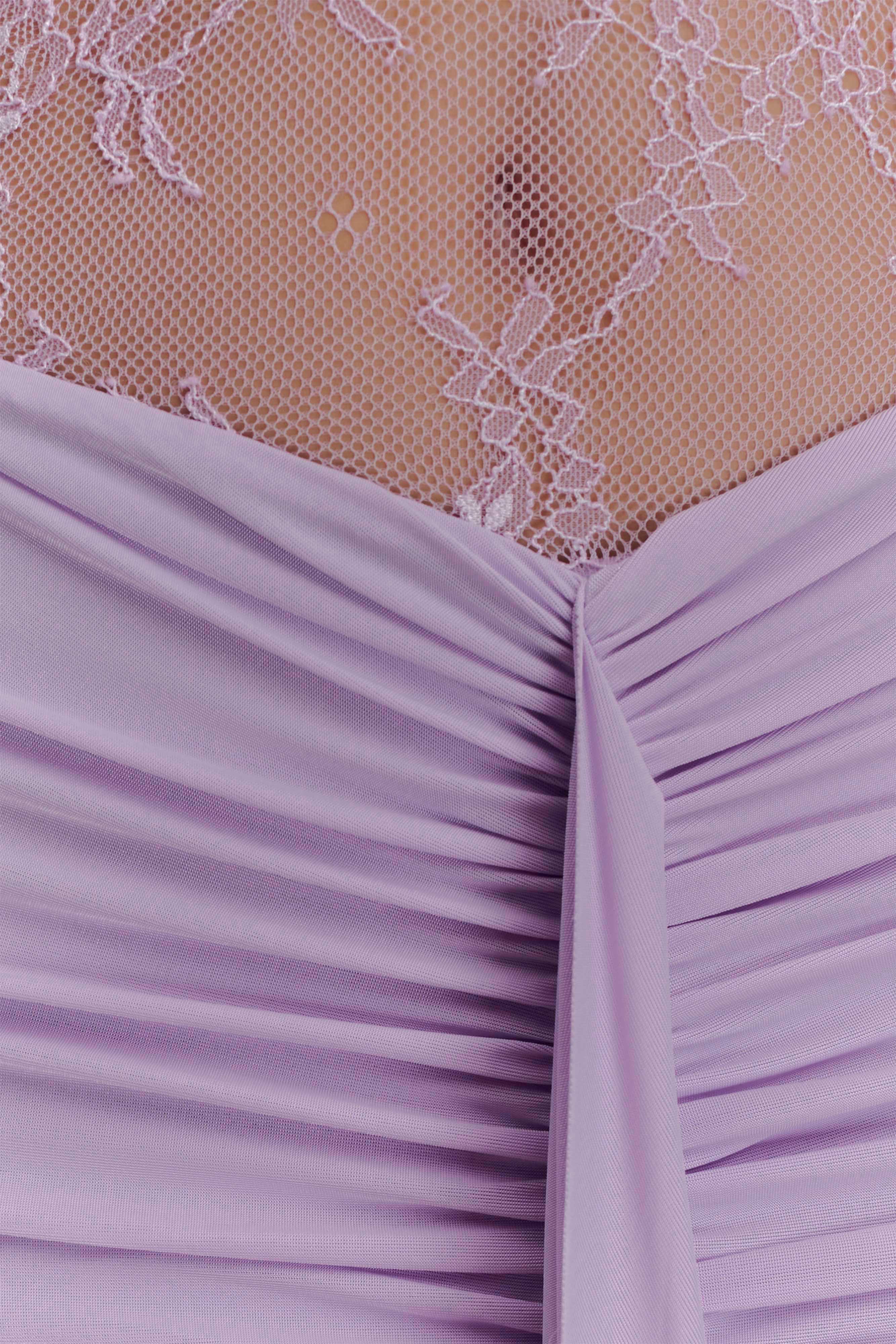 Bonnie Slinky And Lace Maxi Dress - Lilac - Image 6