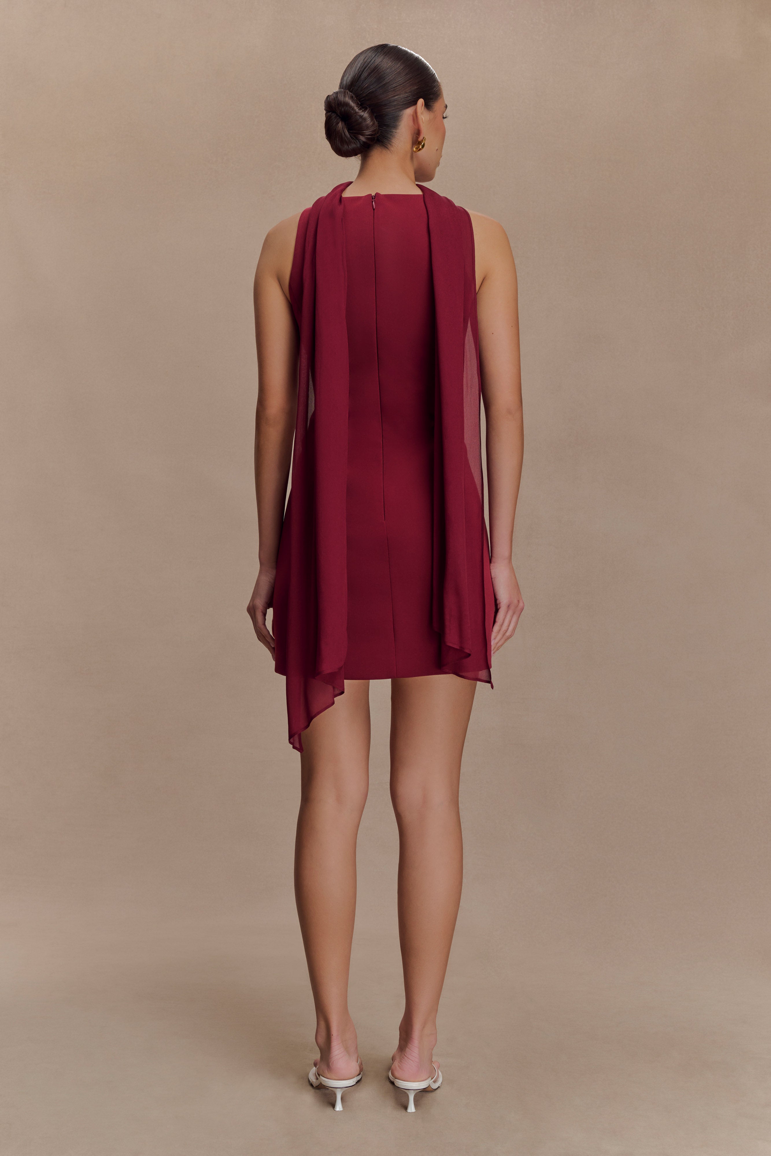 Skyler Suiting Embroidered Mini Dress - Wine - Image 5