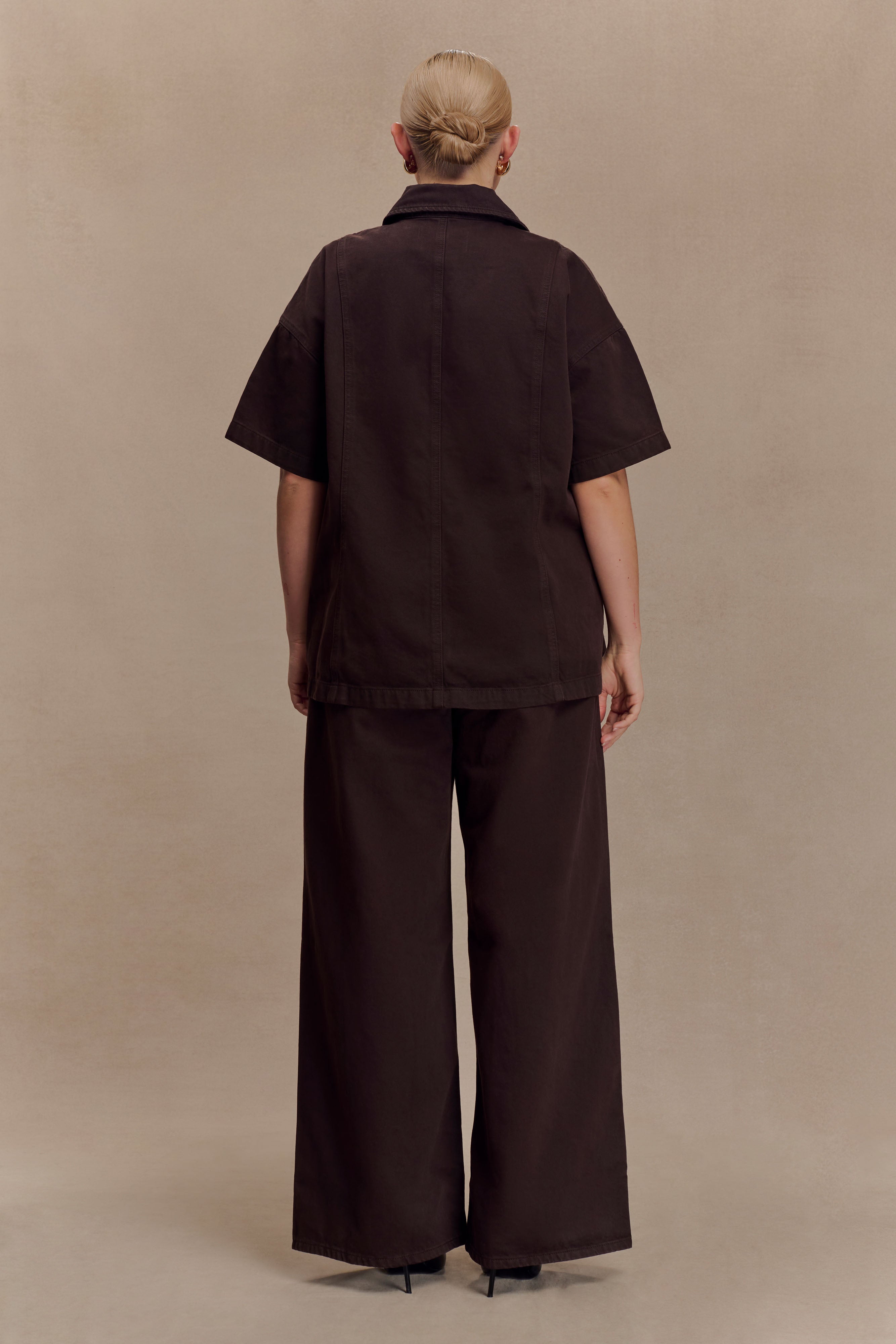 Maya Oversized Denim Shirt - Chocolate - Image 7