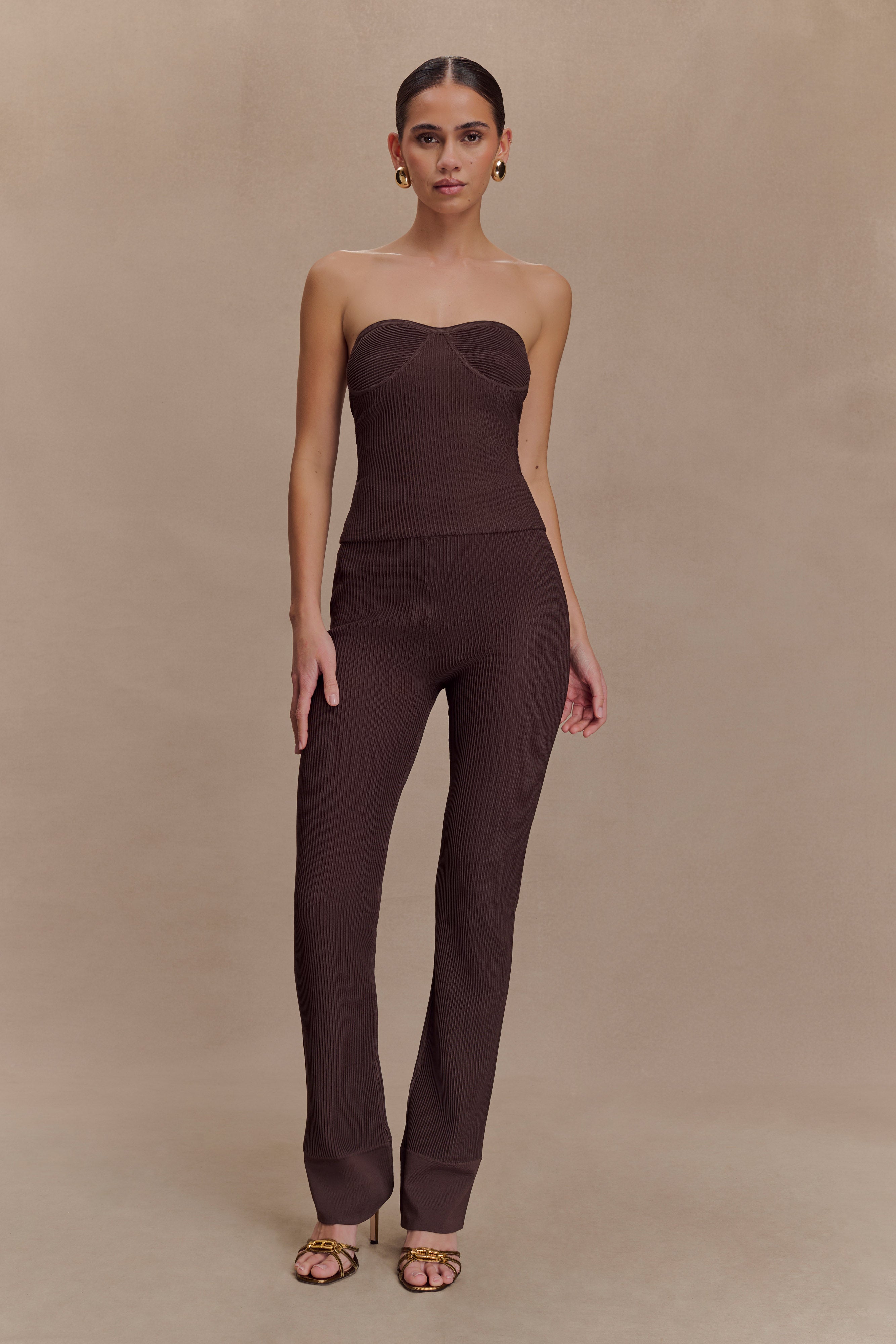 Elodie Strapless Cupped Knit Top - Chocolate - Image 6