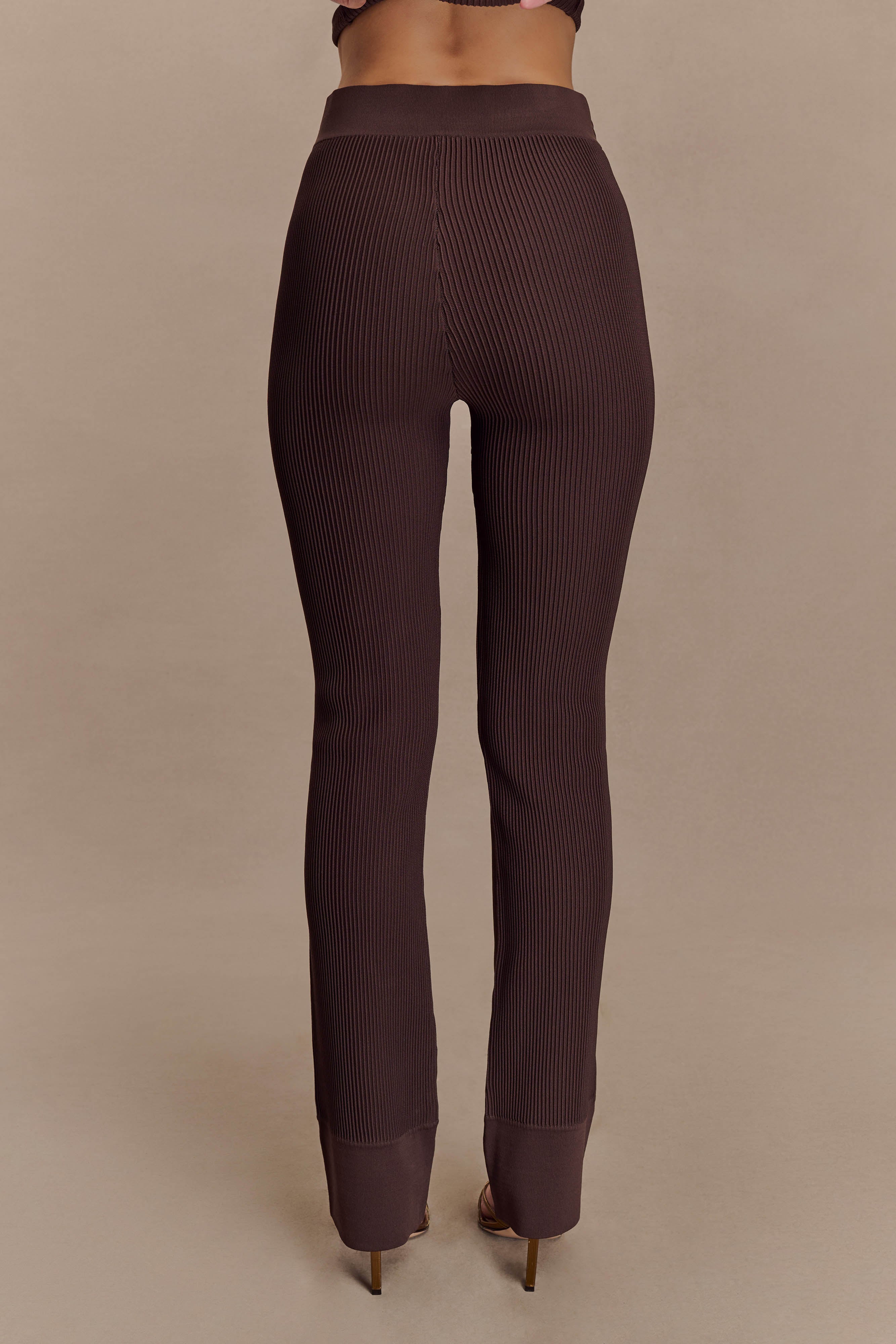 Elodie Ribbed Knit Pants - Chocolate - Image 5