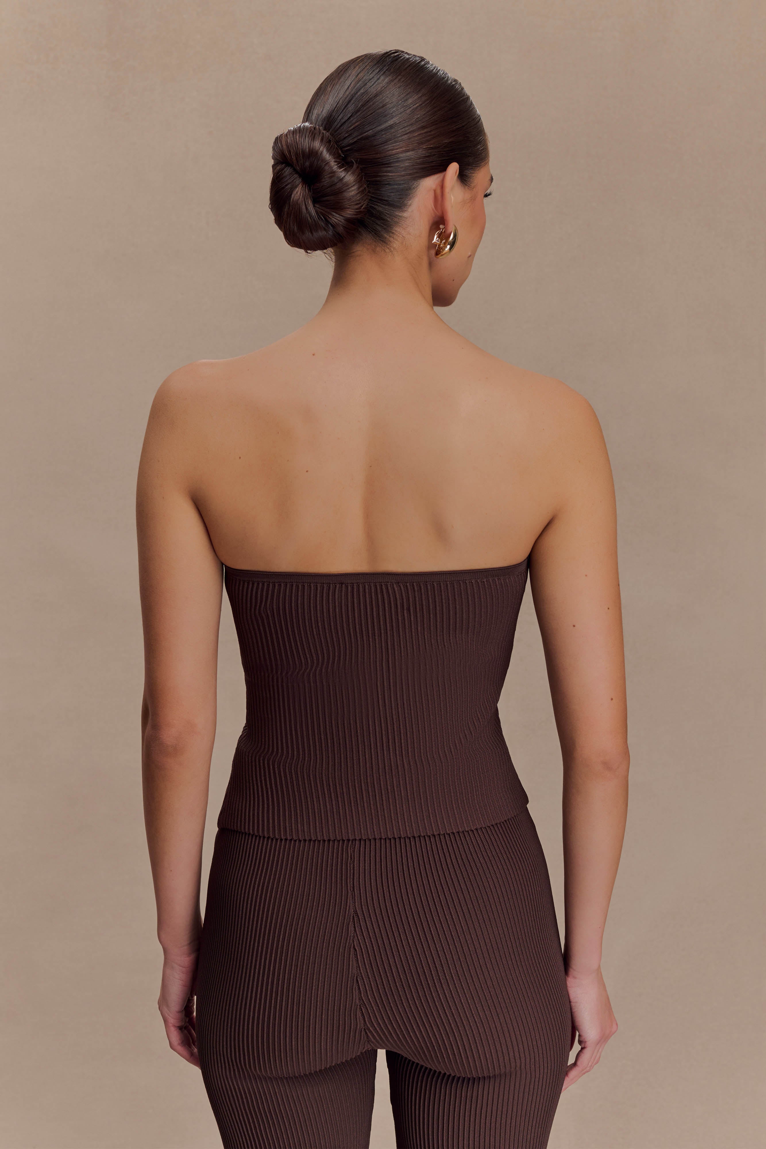 Alternative view of Elodie Strapless Cupped Knit Top - Chocolate